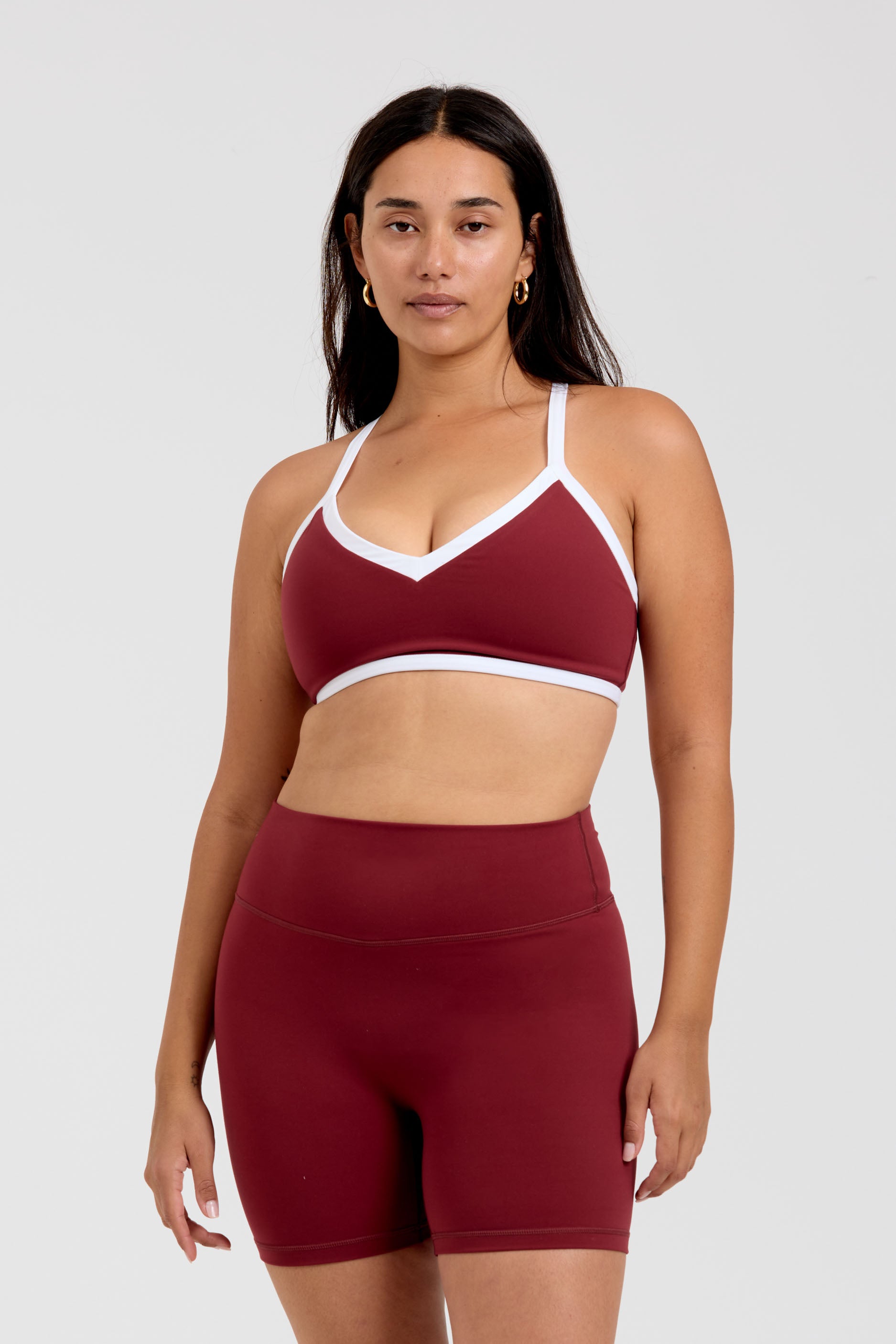 Reversible V Neck Bra Cherry/White Sweetheart/White