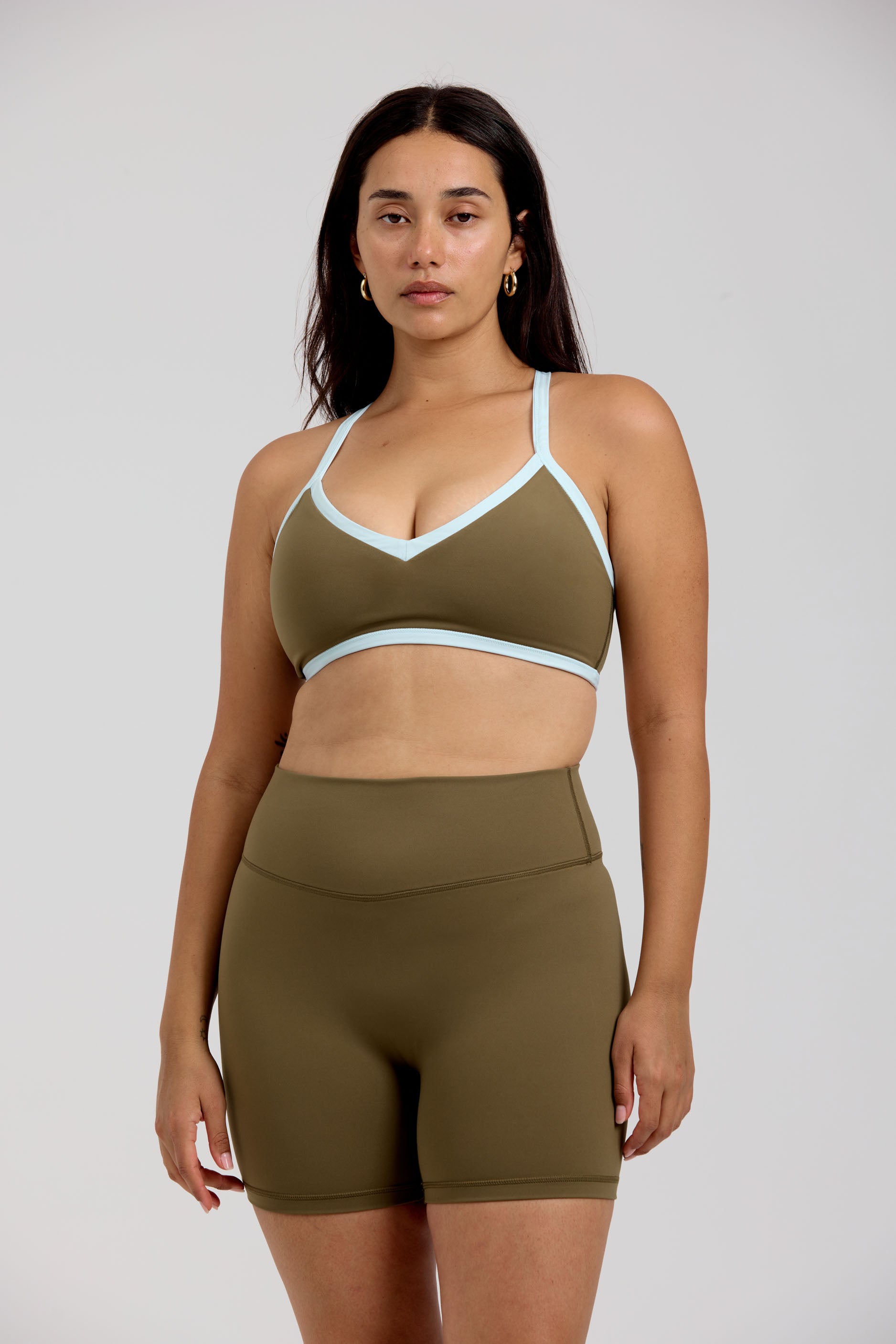 Reversible V Neck Bra Navy/Dolphine Palm/Dolphine