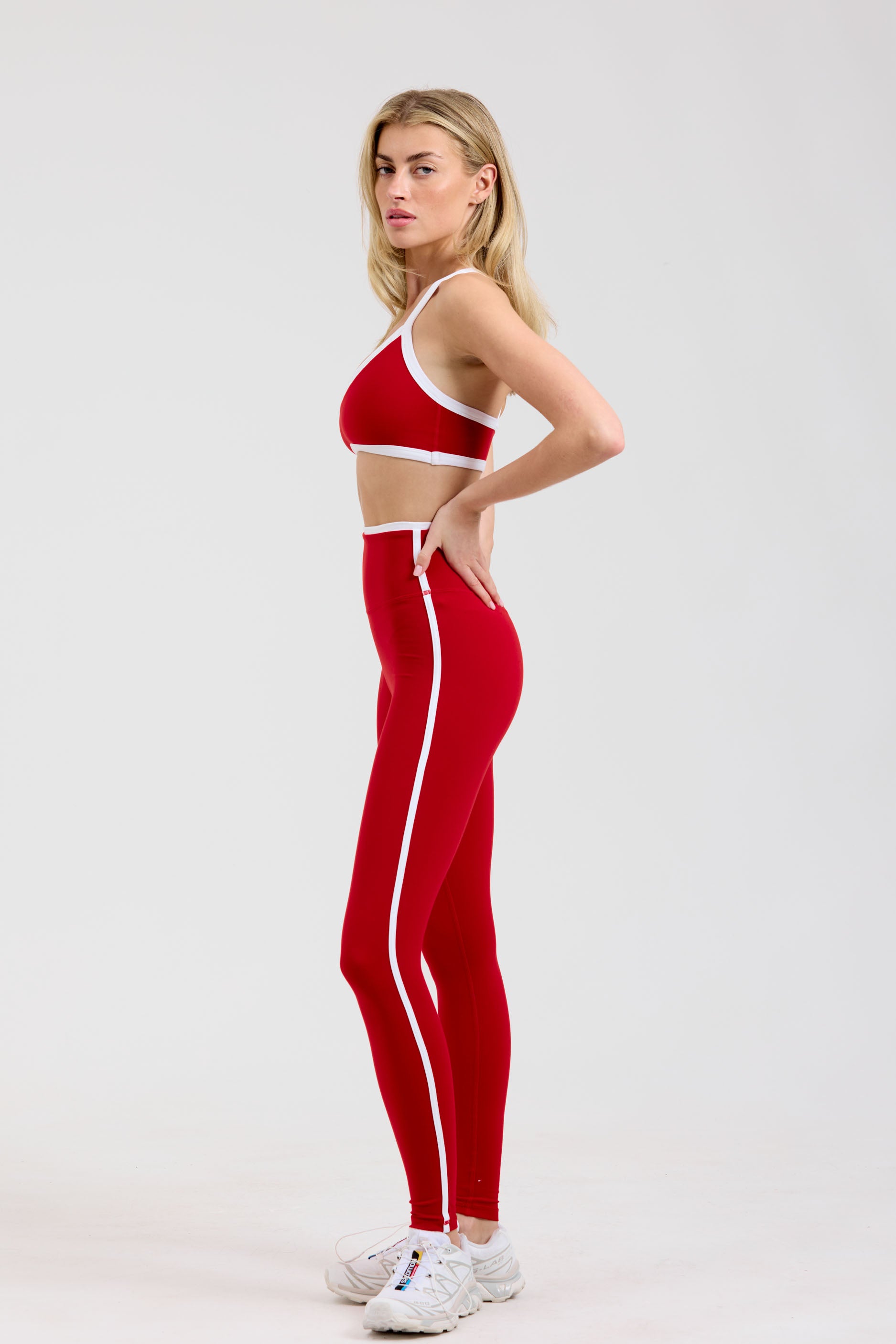 Layered Leggings Cherry/White