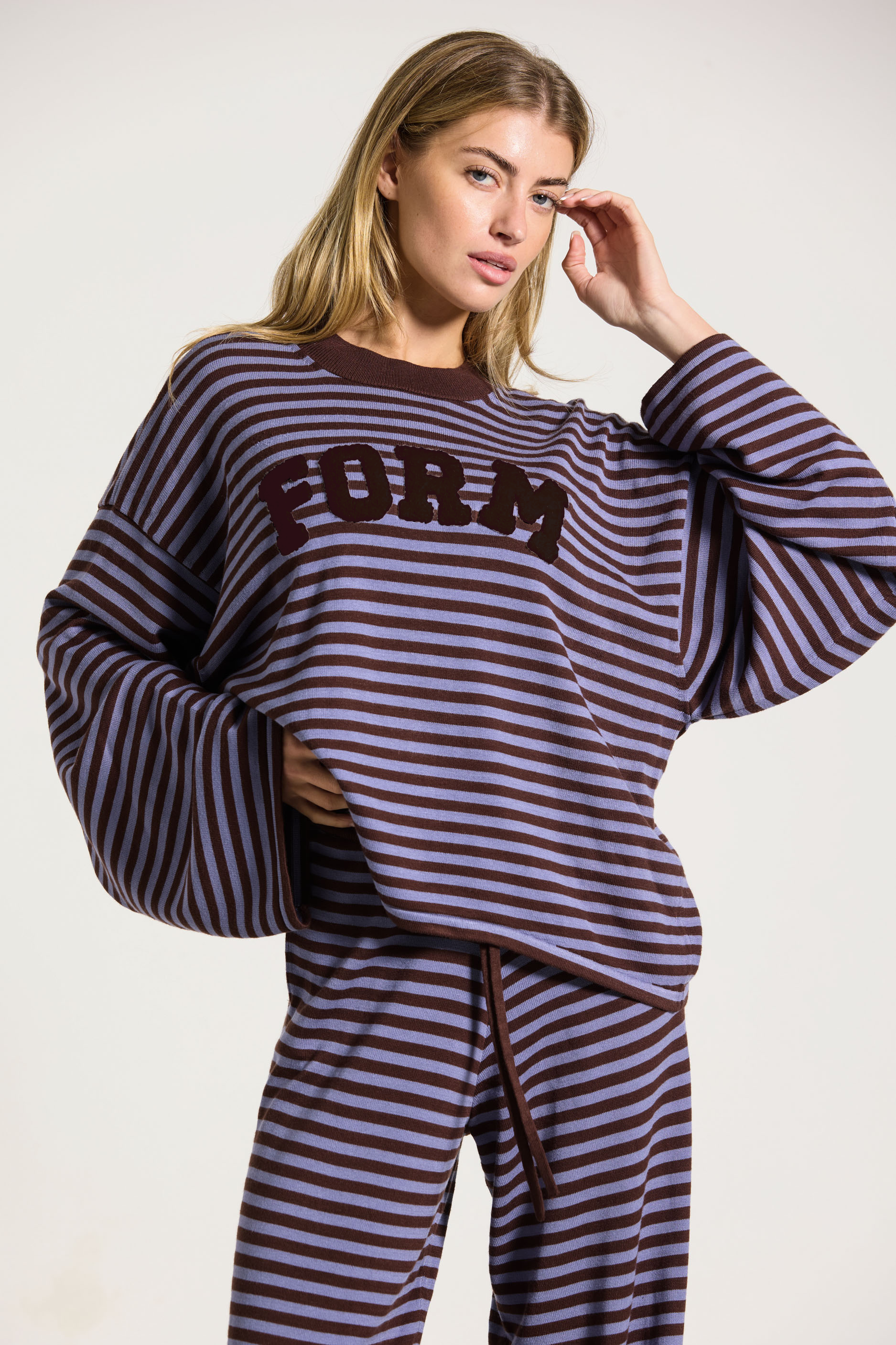 Knit Long Sleeve Glacier/Espresso