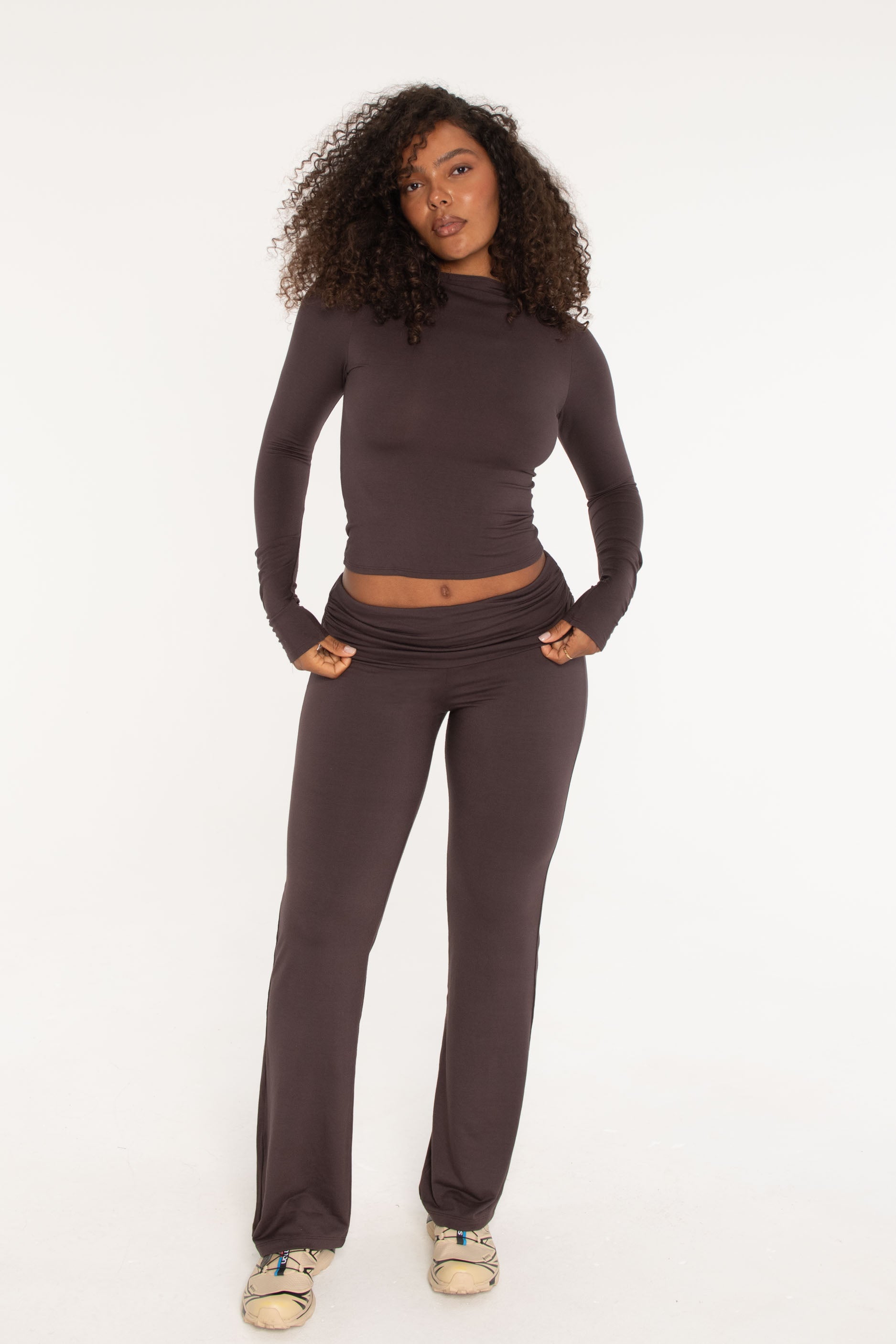 Boat Neck Long Sleeve Espresso