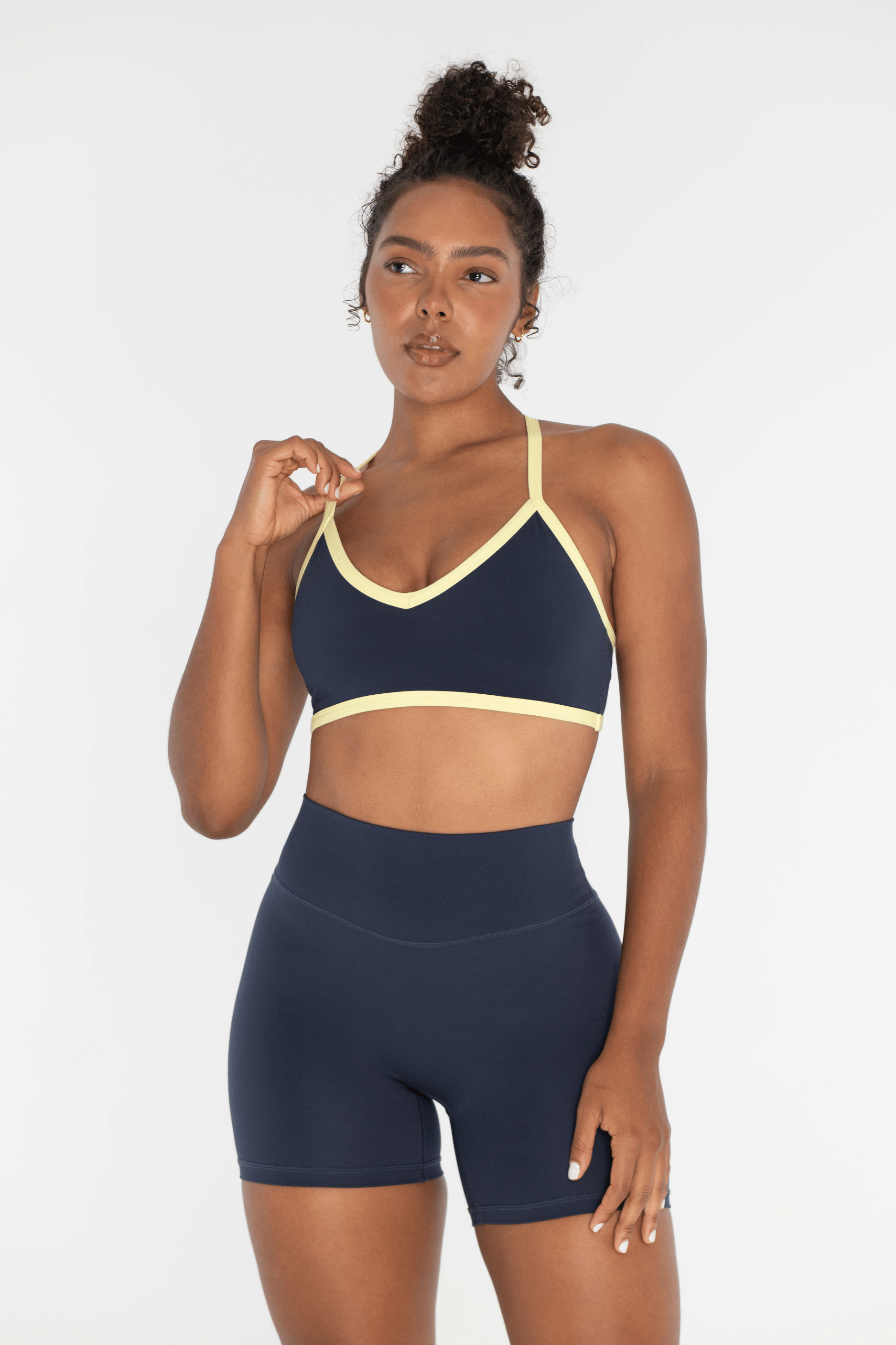 V Neck Bra Navy/Lemon