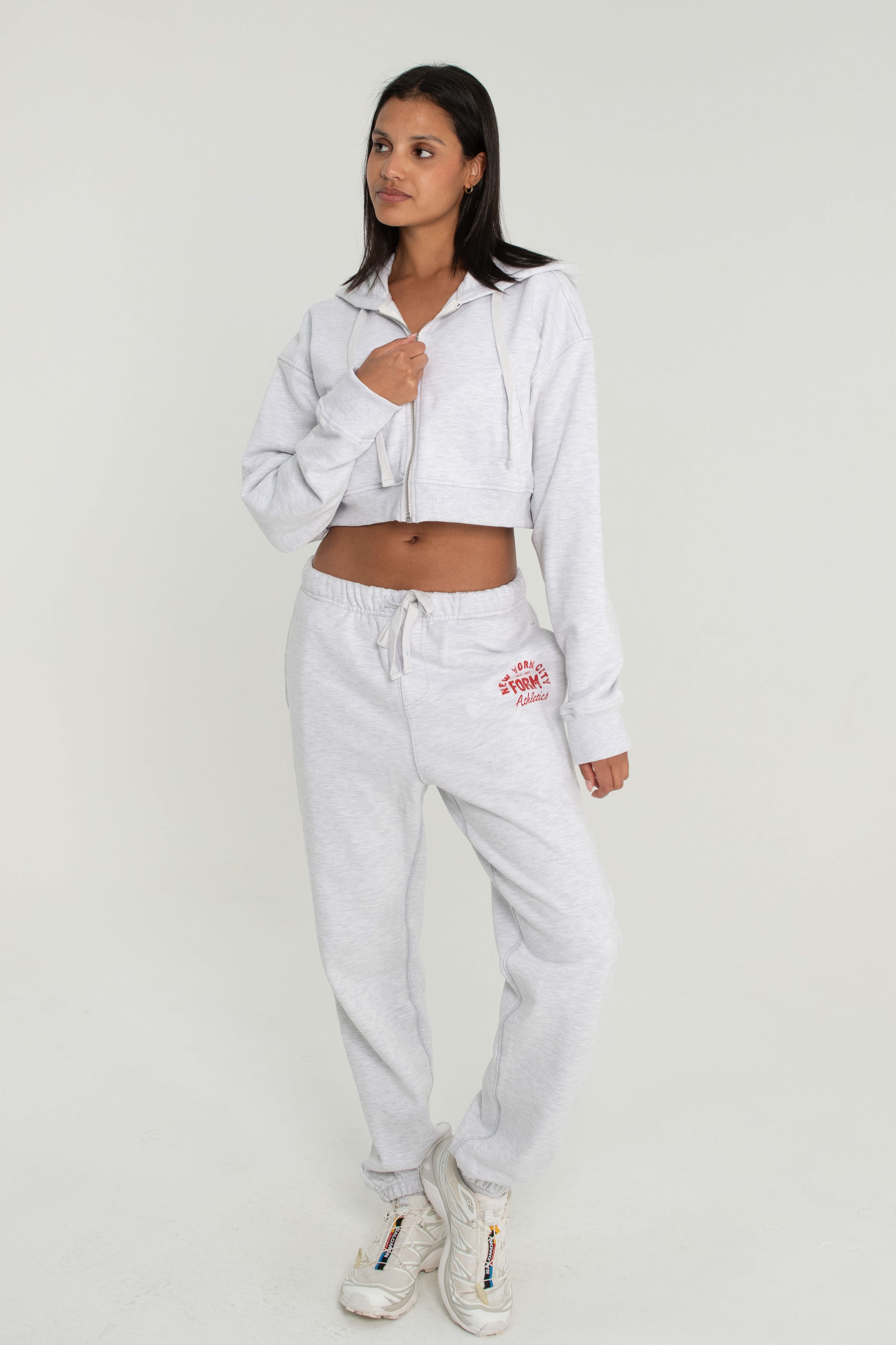 Cropped Zip Up Heather Grey