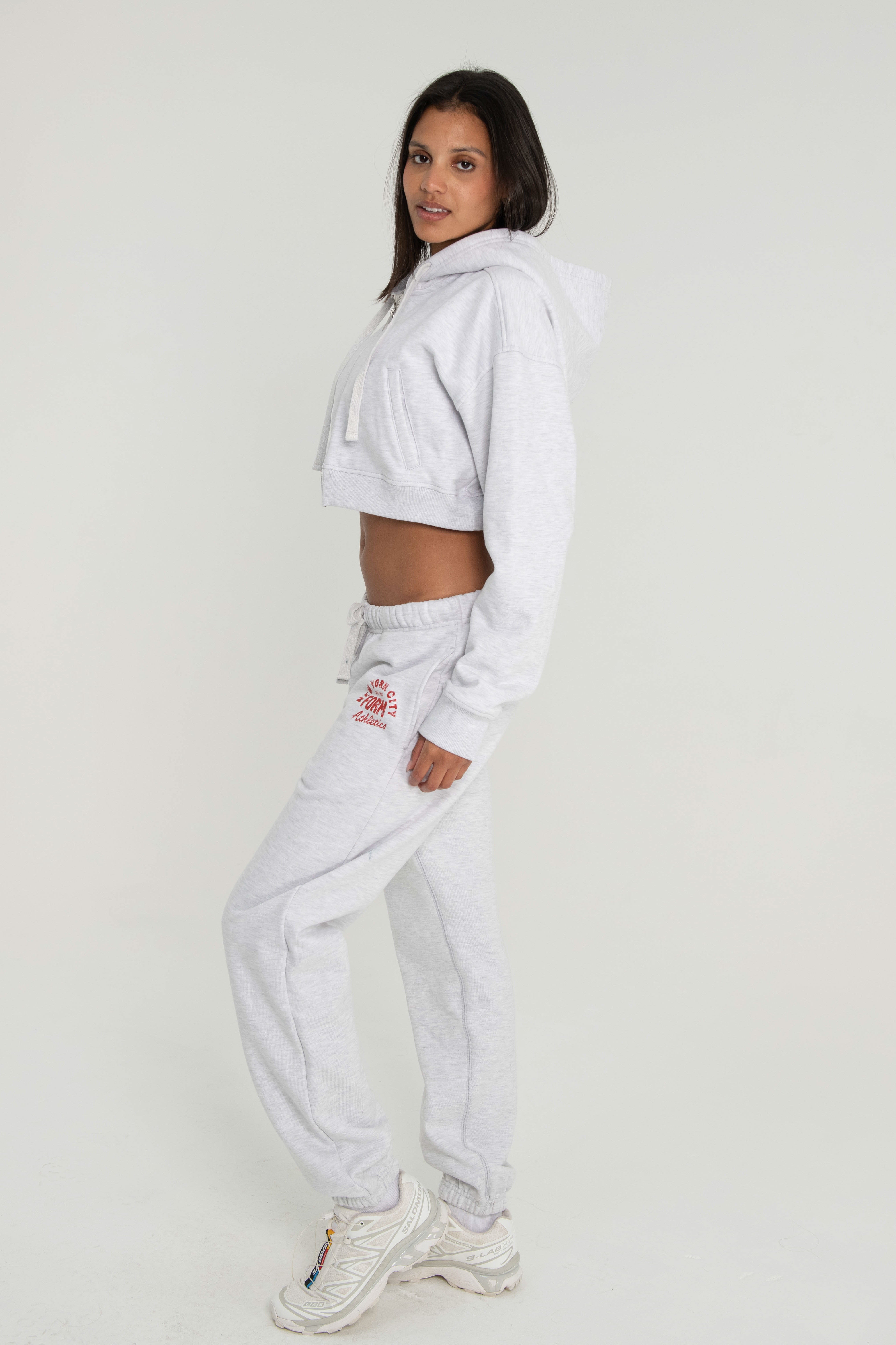 Cropped Zip Up Heather Grey