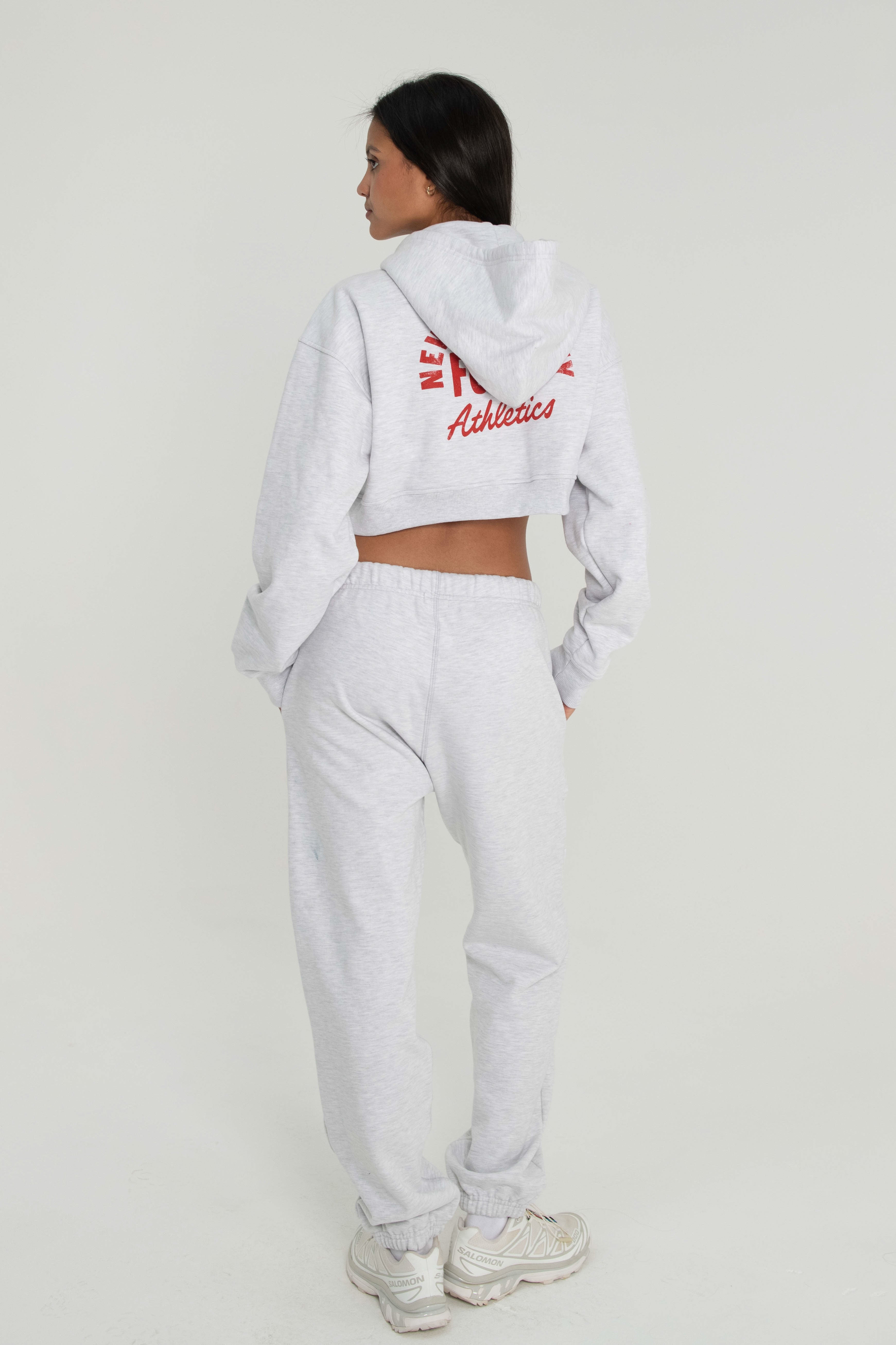 Cropped Zip Up Heather Grey