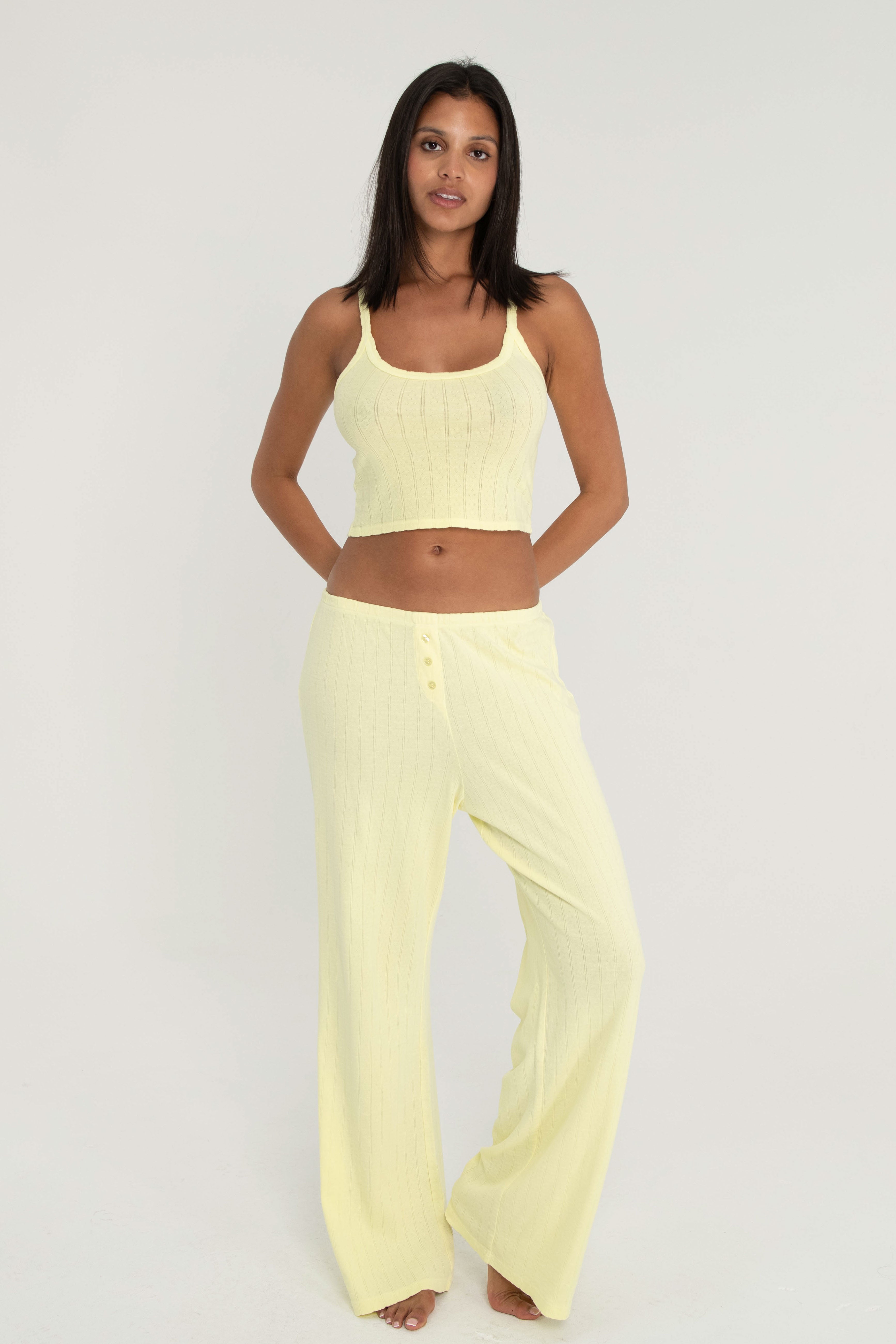 Pointelle Scoop Tank Butter Yellow