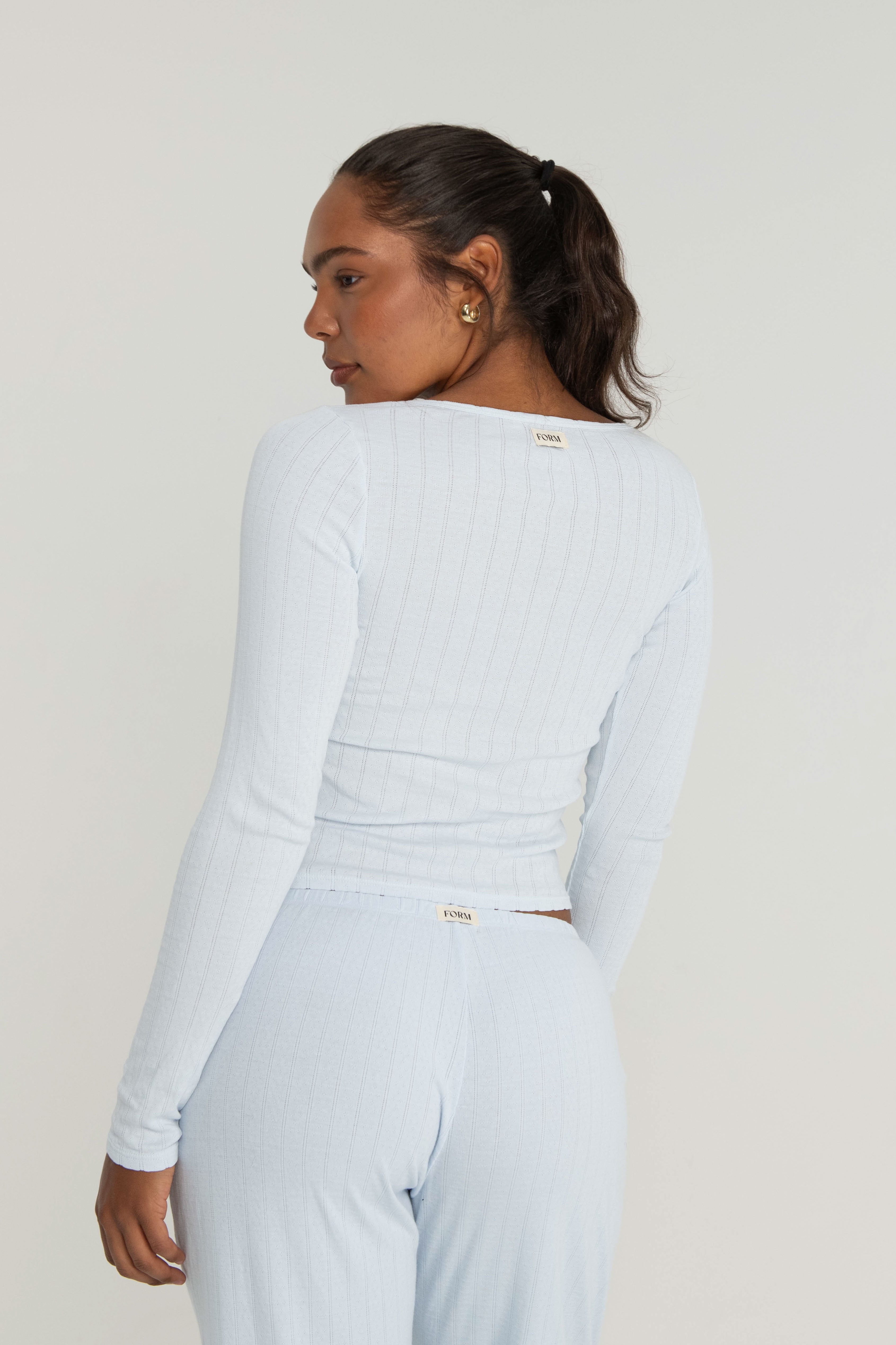 Pointelle Long Sleeve Baby Blue