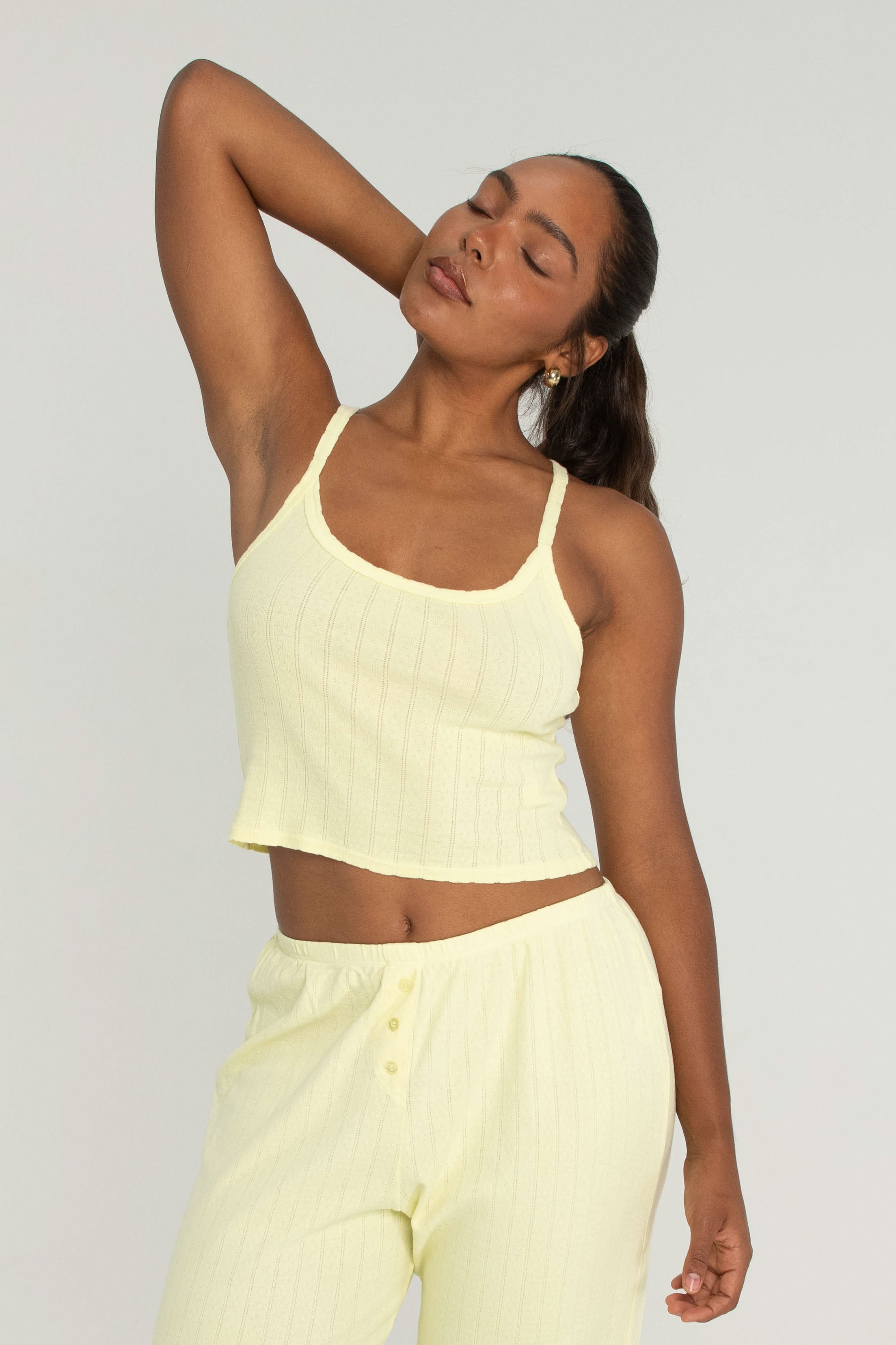 Pointelle Scoop Tank Butter Yellow