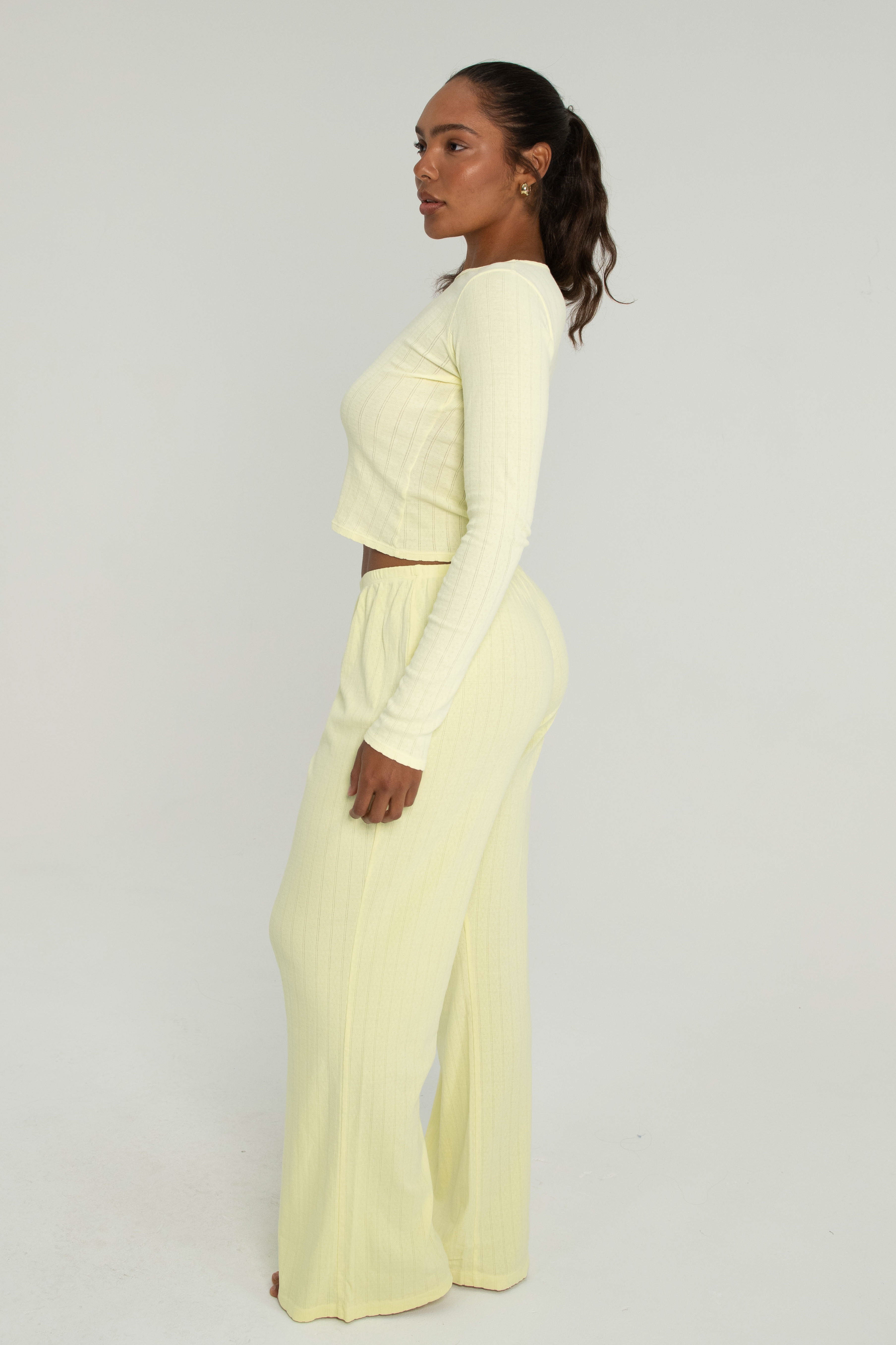 Pointelle Long Sleeve Butter Yellow