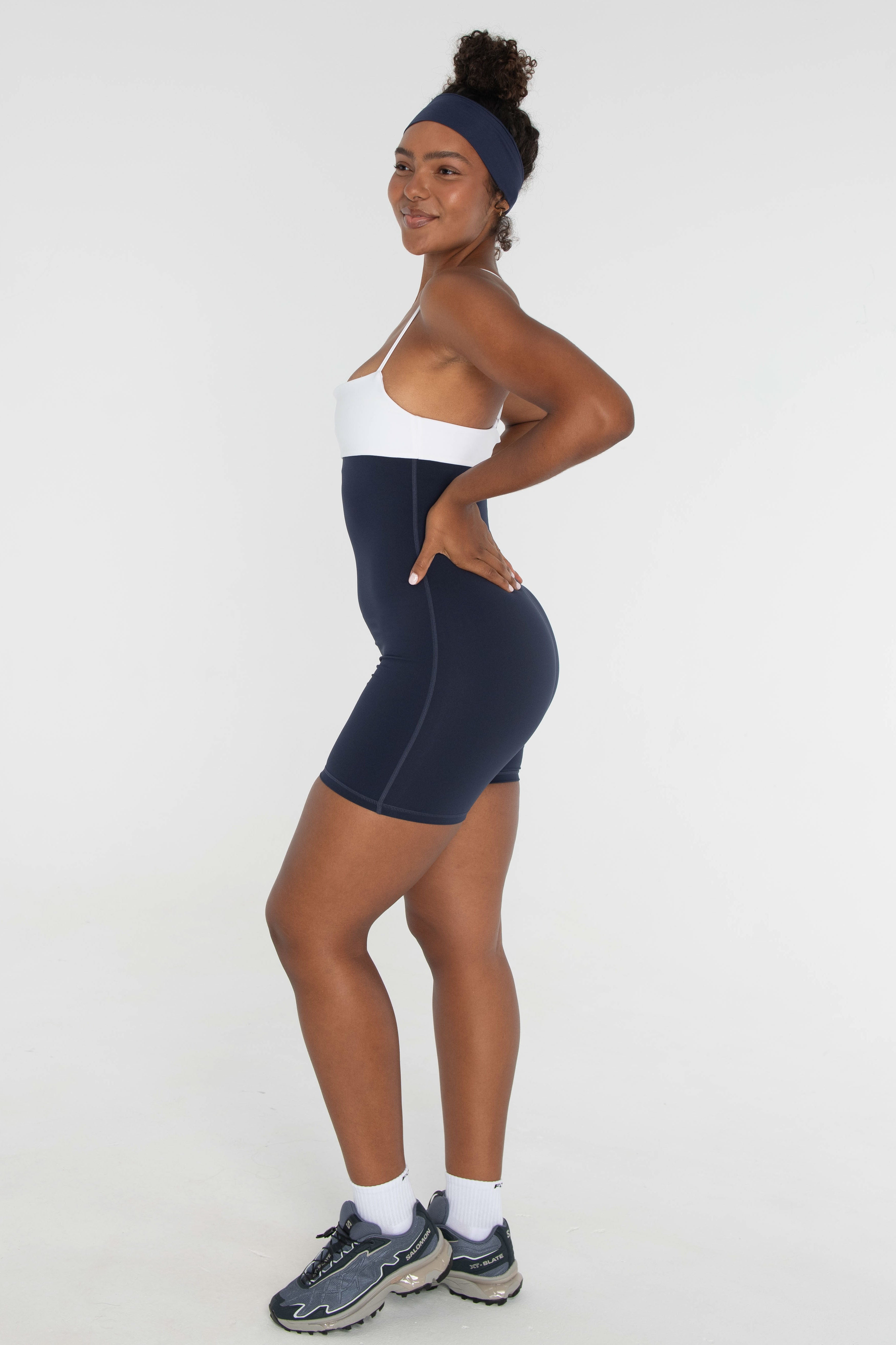 Fold over Onesie Navy/White