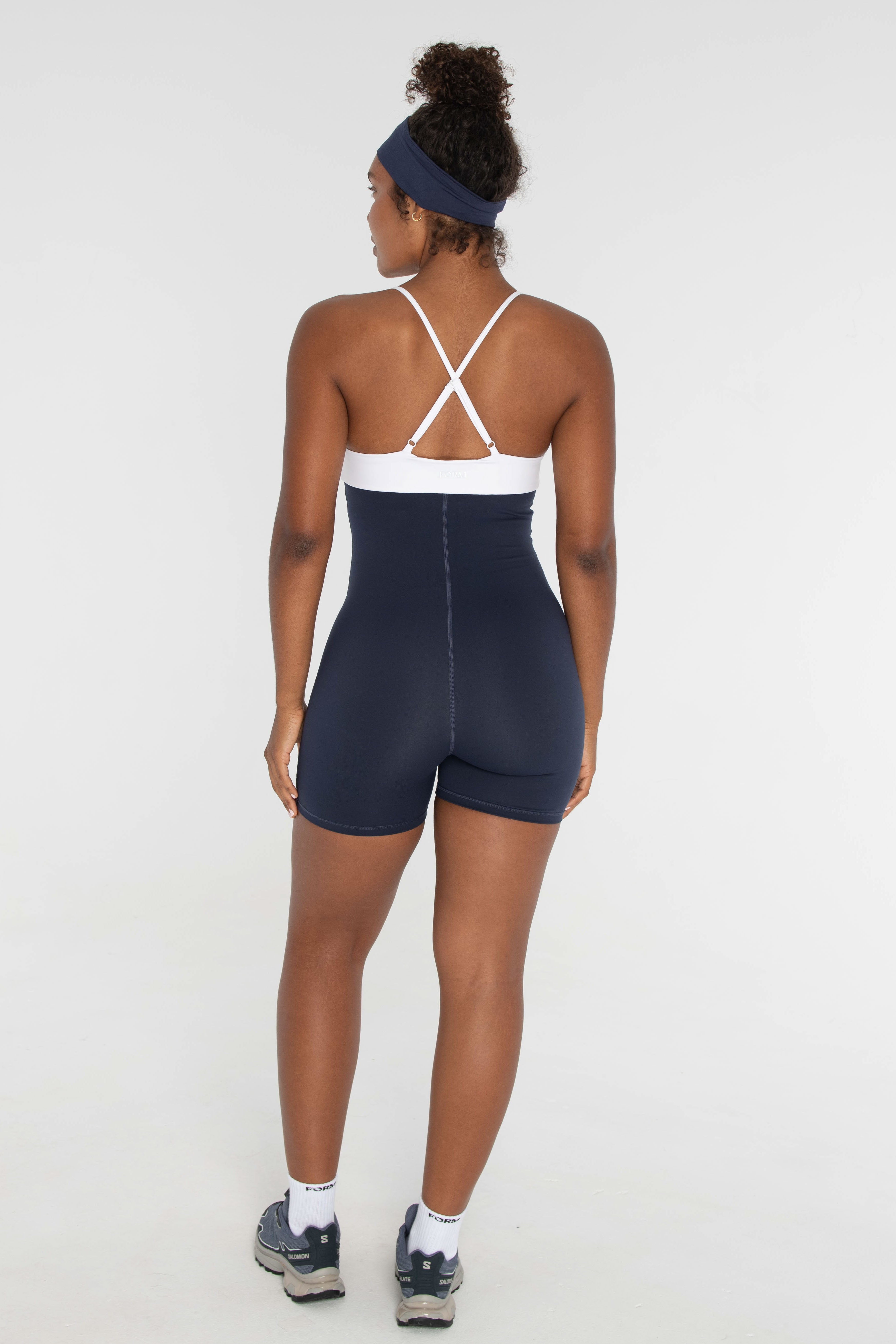 Fold over Onesie Navy/White