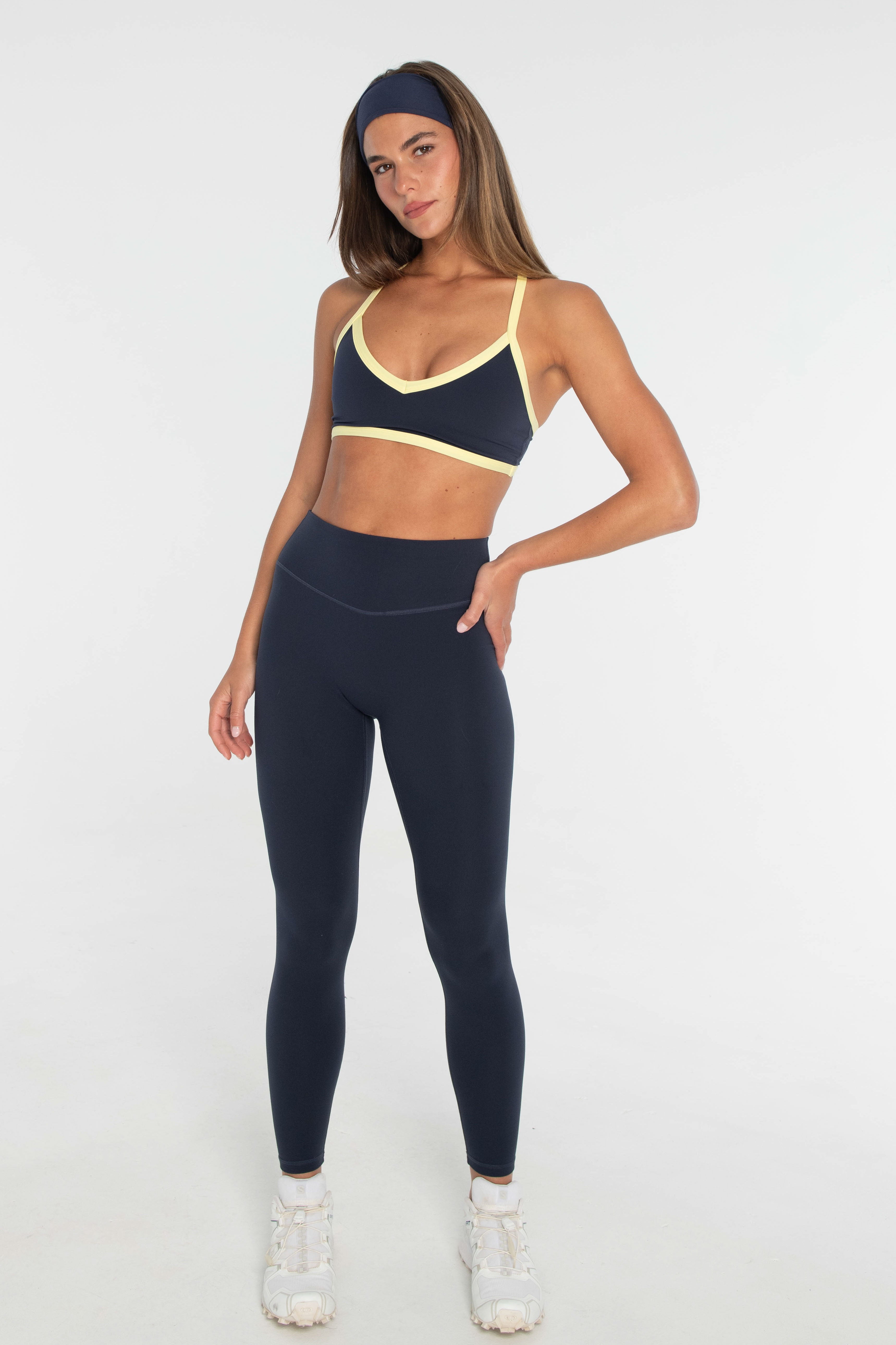 V Neck Bra Navy/Lemon