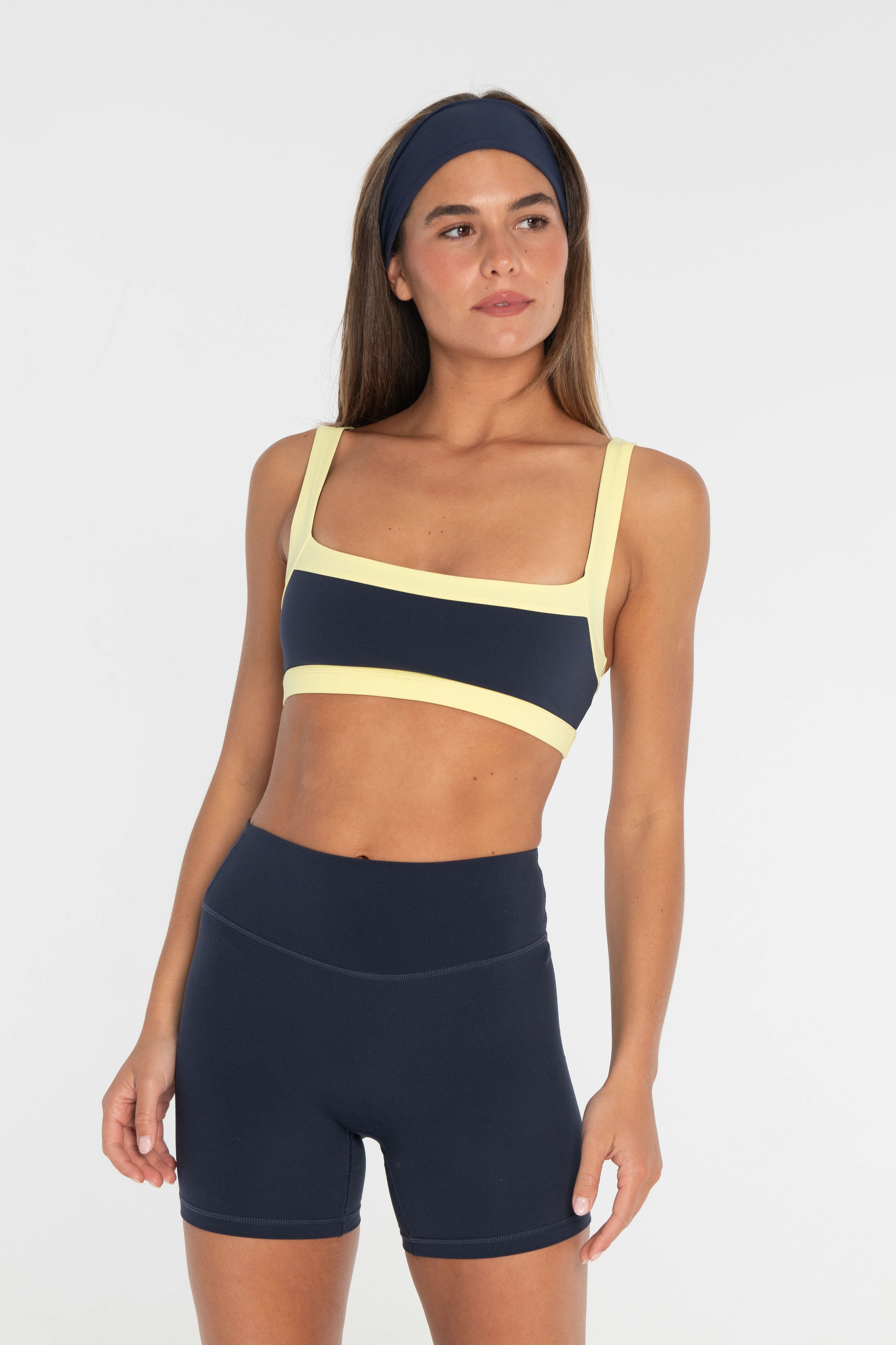 Straight Neck Bra Navy/Lemon