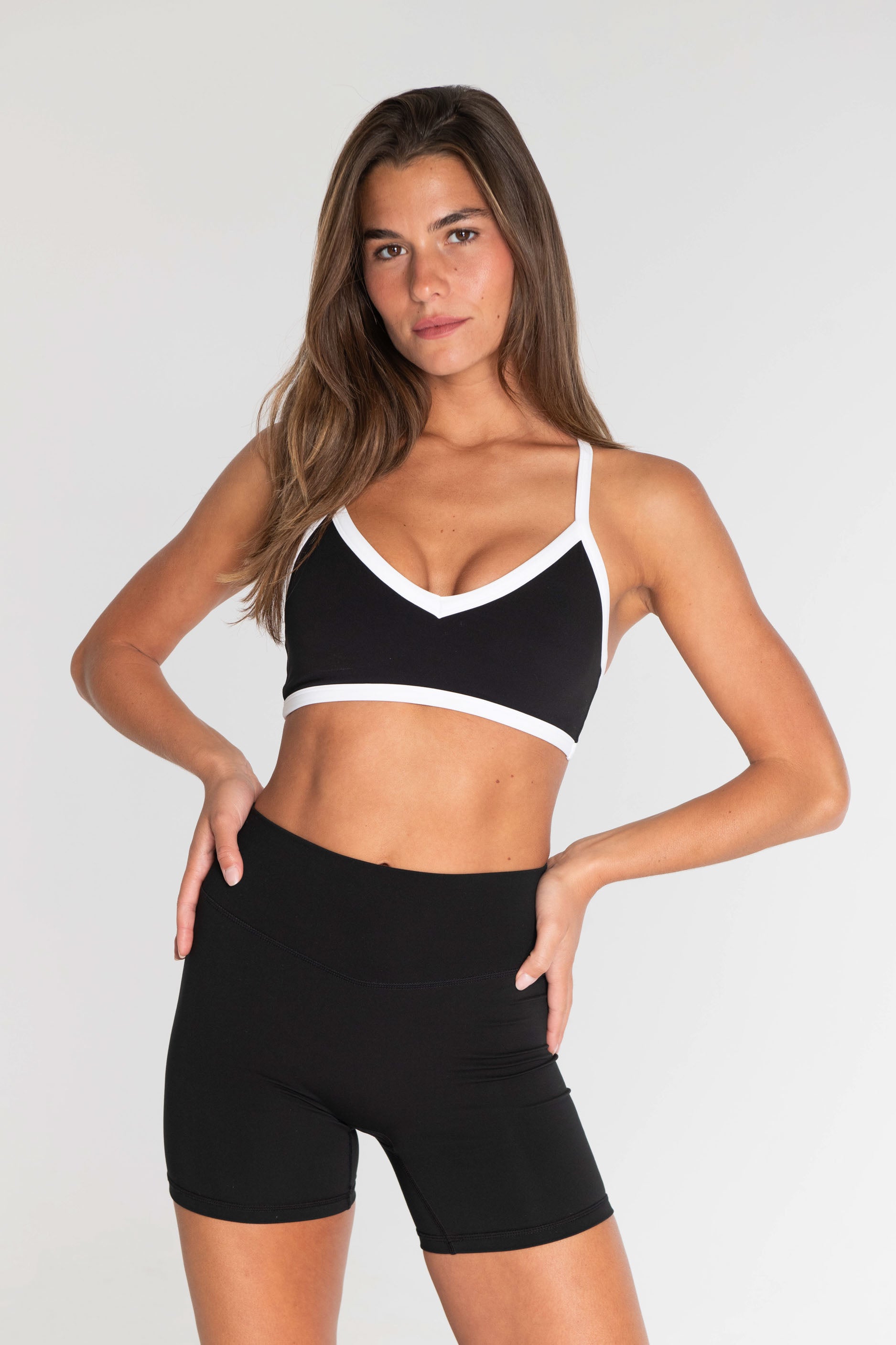 V Neck Bra Black/White