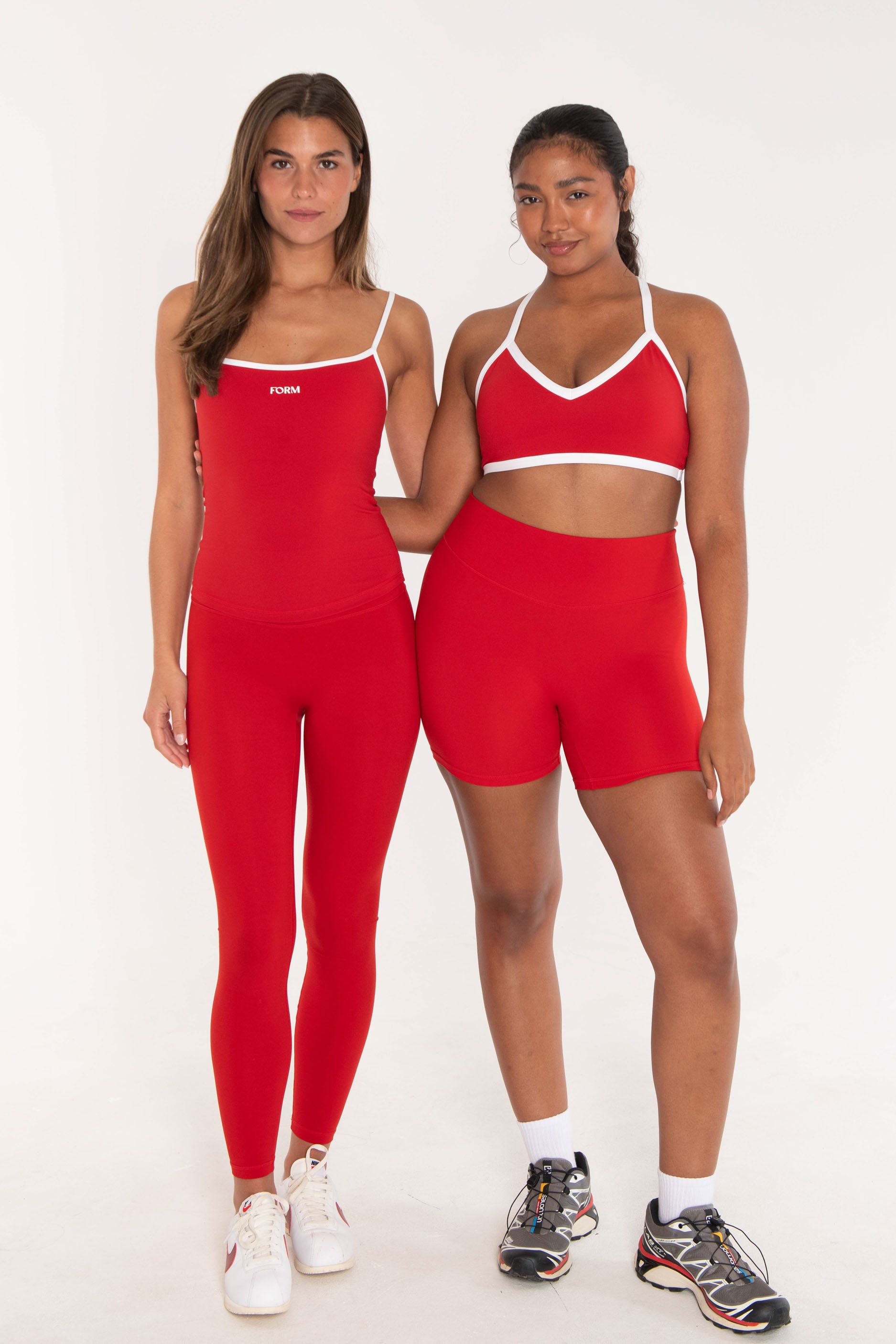 V Neck Bra Cherry/White