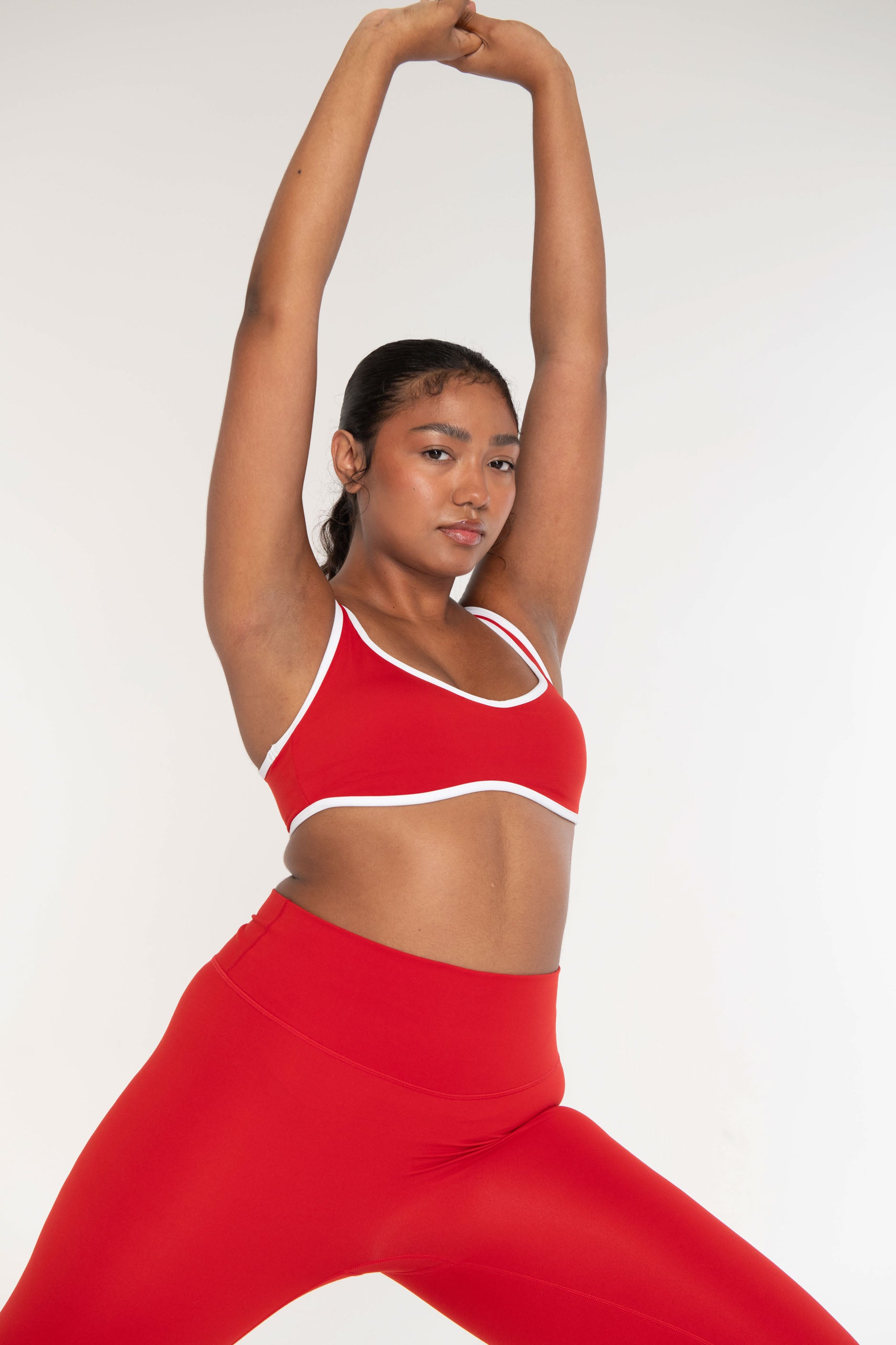 Curved Hem Bra Cherry/White