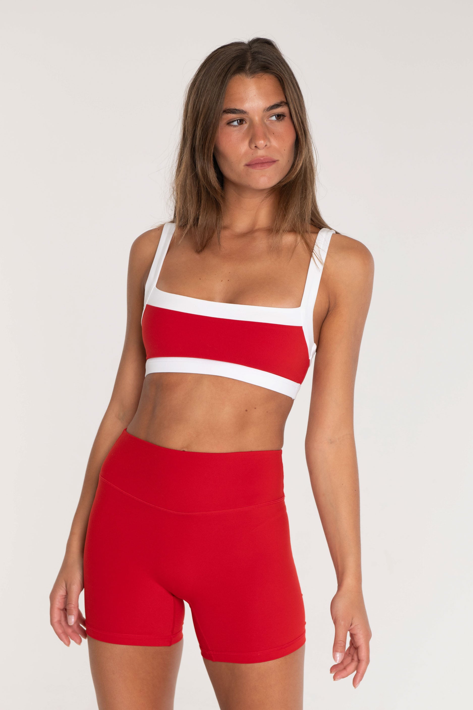 Straight Neck Bra Cherry/White