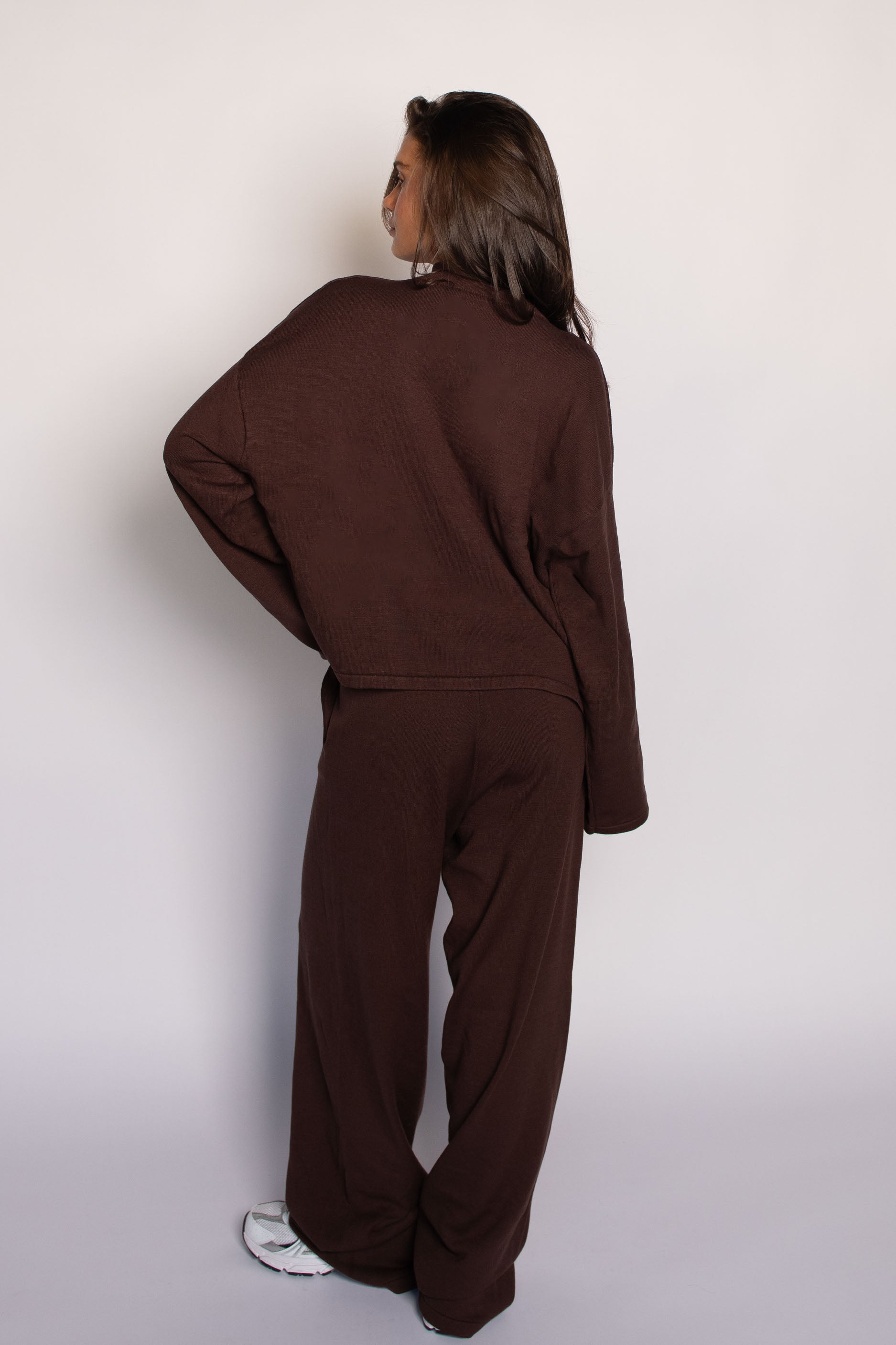 Knit Drawstring Pants Espresso/Cream