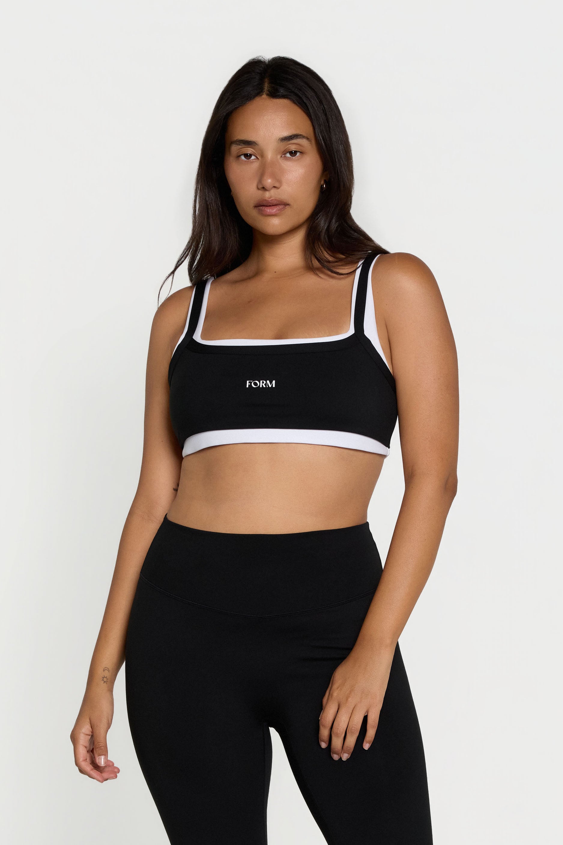 Scoop Layered Bra Black/White