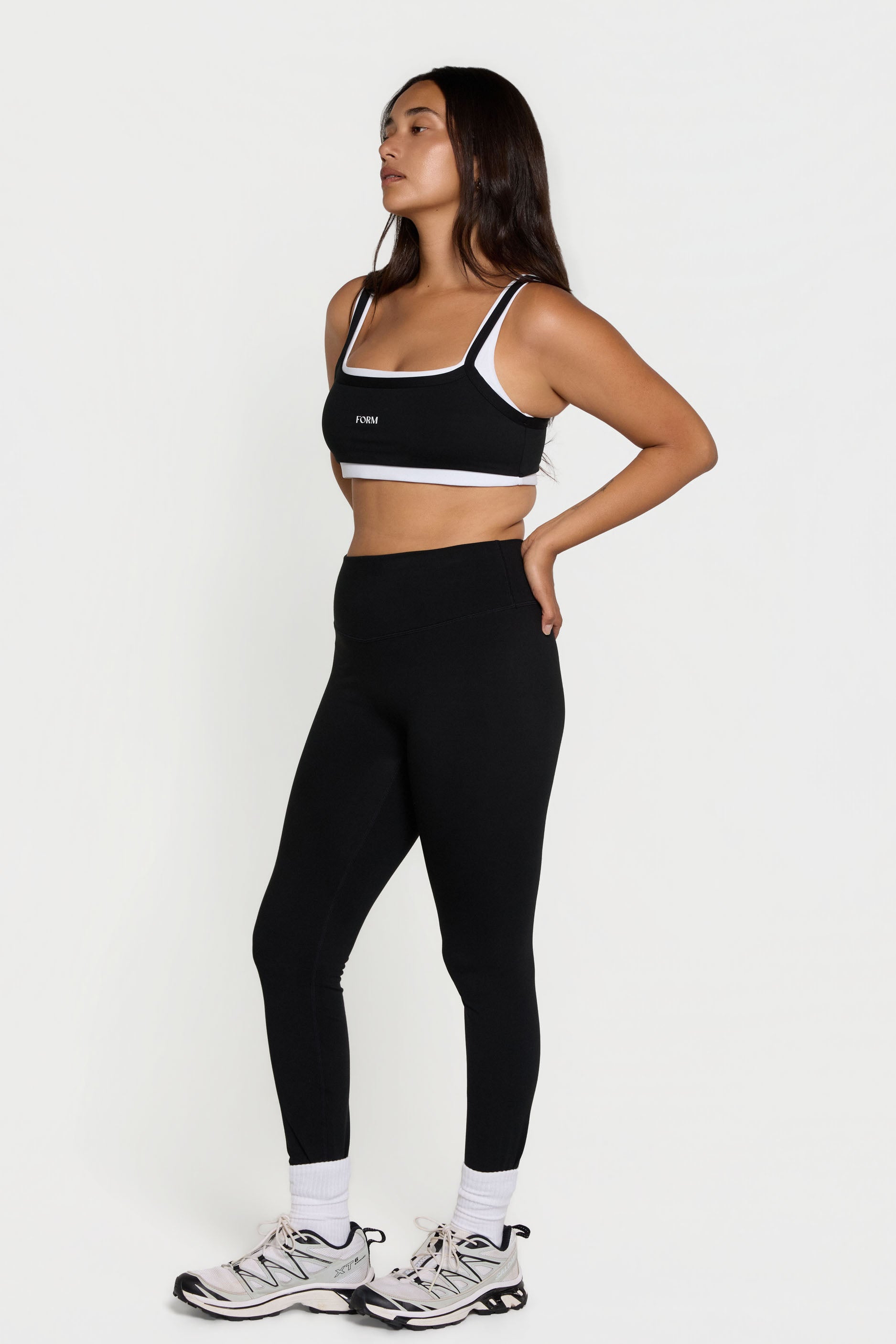 Scoop Layered Bra Black/White
