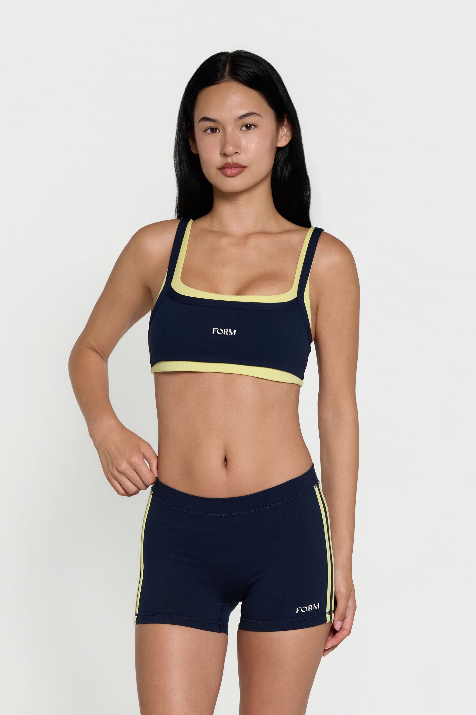 Scoop Layered Bra Navy/Lemon