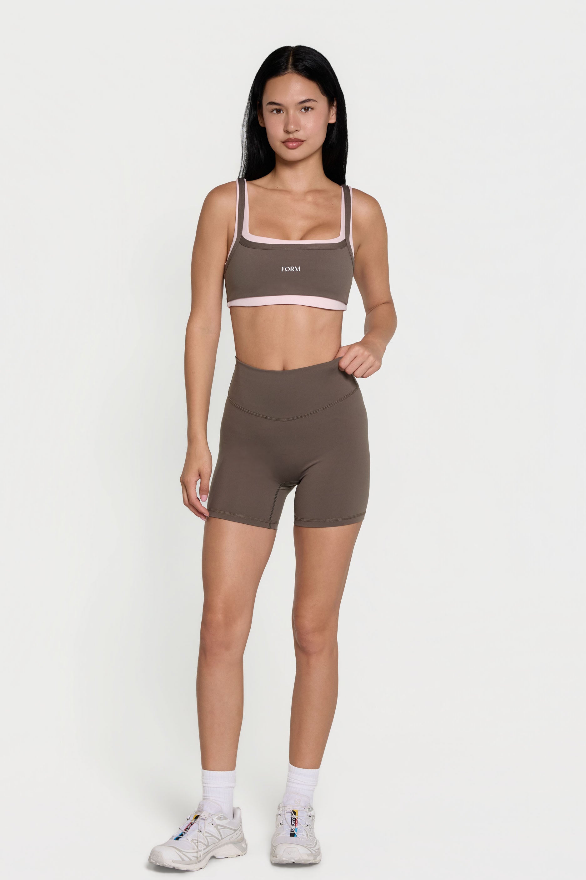 Scoop Layered Bra Walnut/Pink