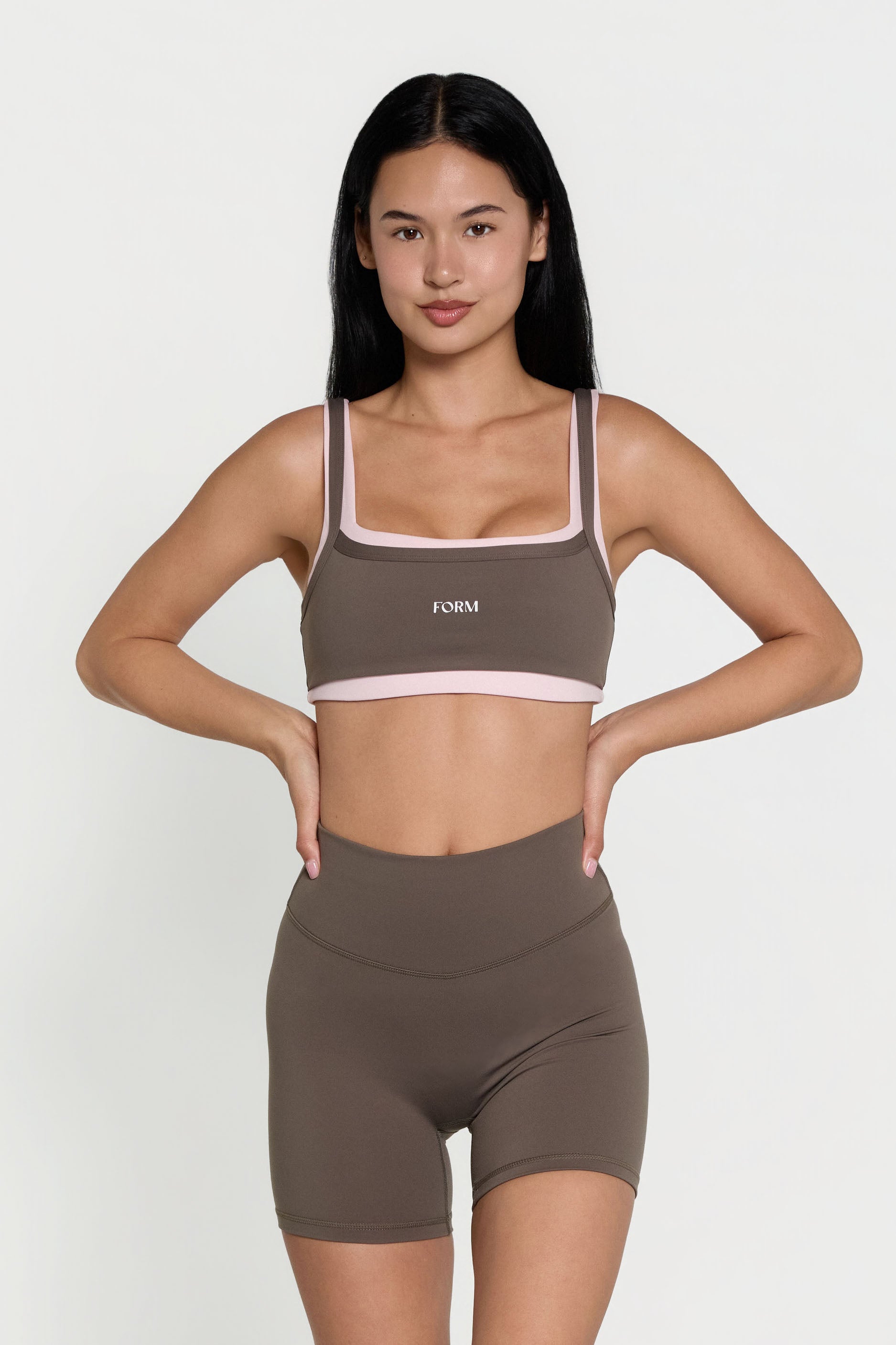 Scoop Layered Bra Walnut/Pink
