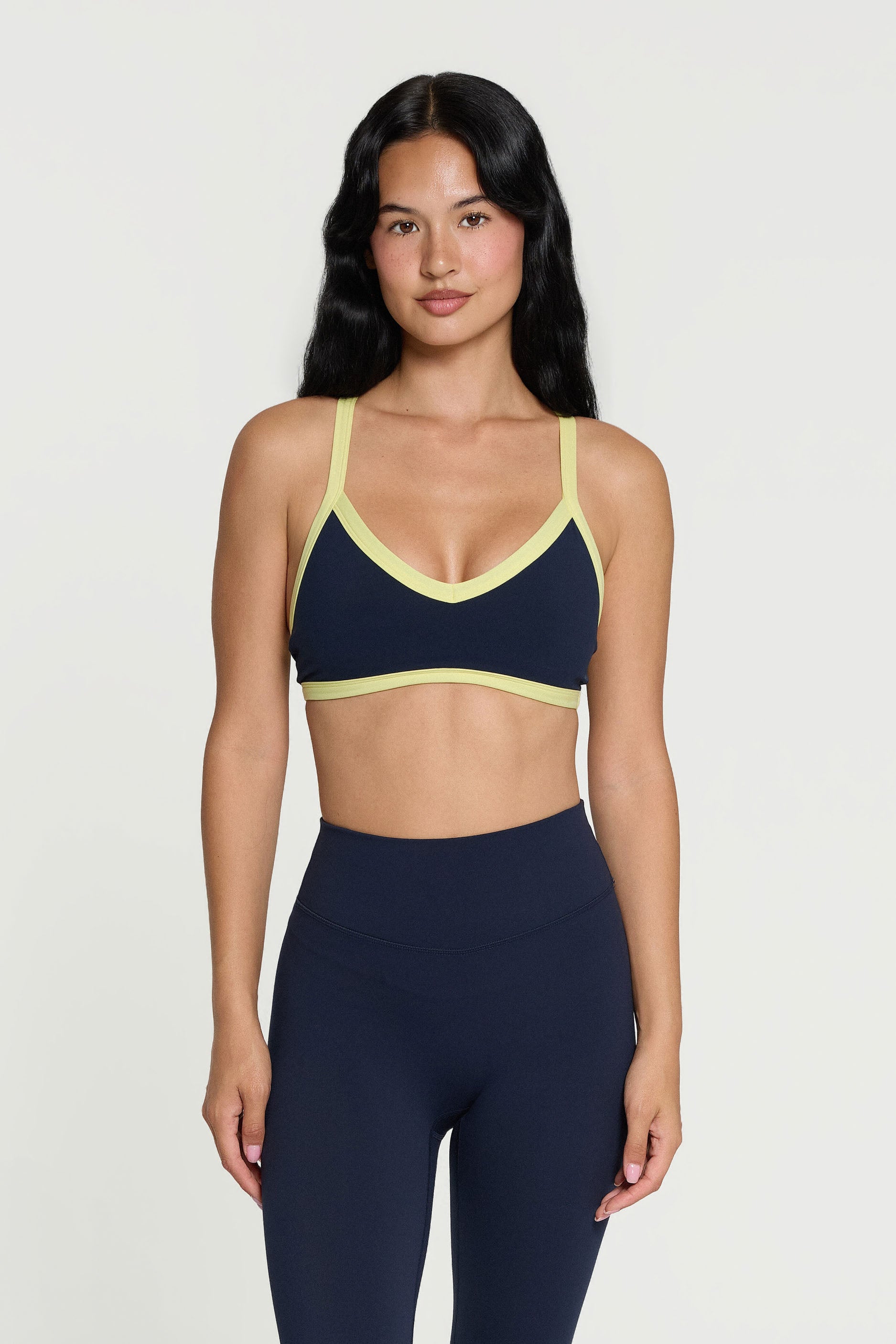 V Neck Bra Navy/Lemon