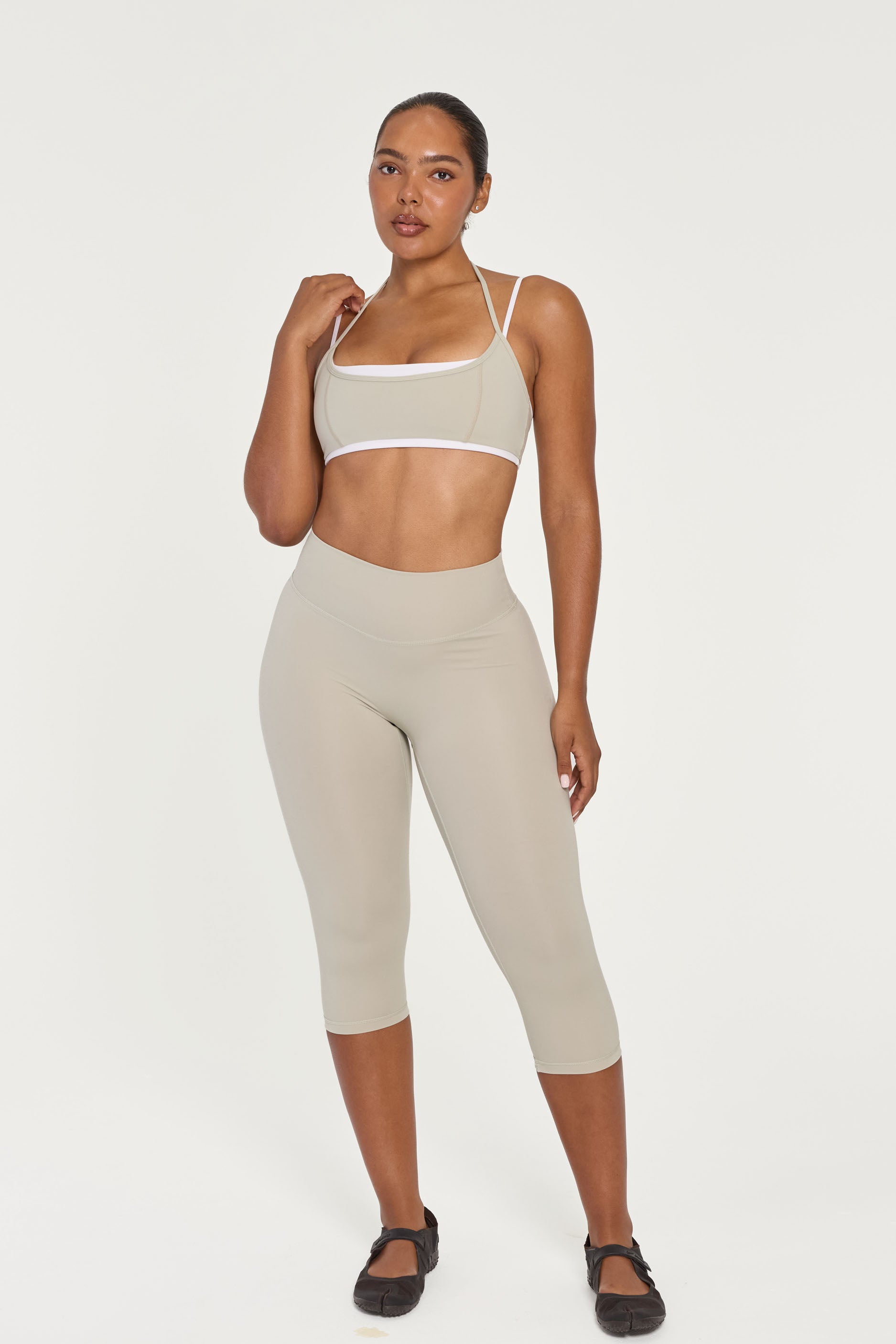 Halter Layered Bra Cottage/White