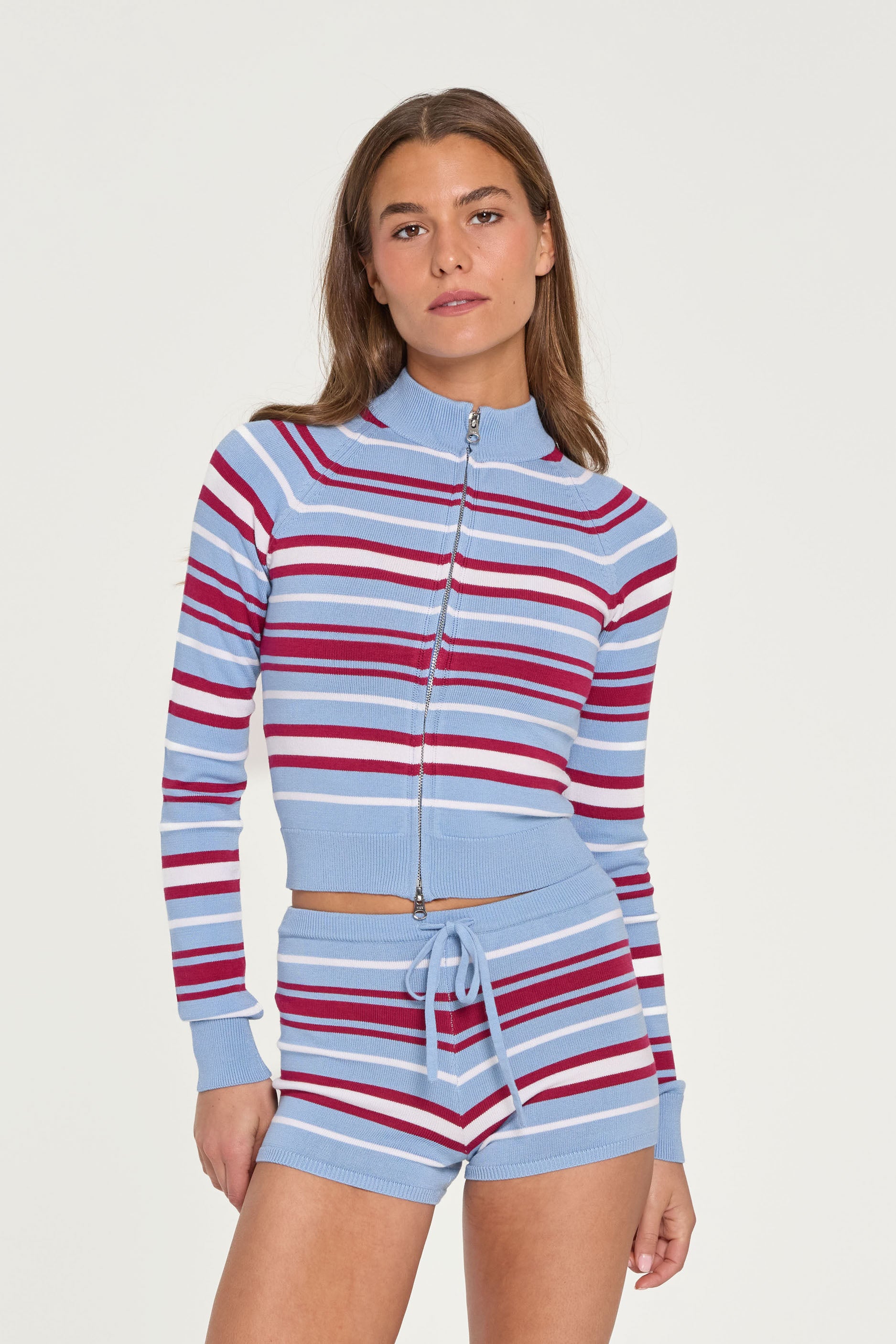 Knit Double Zip Stripe