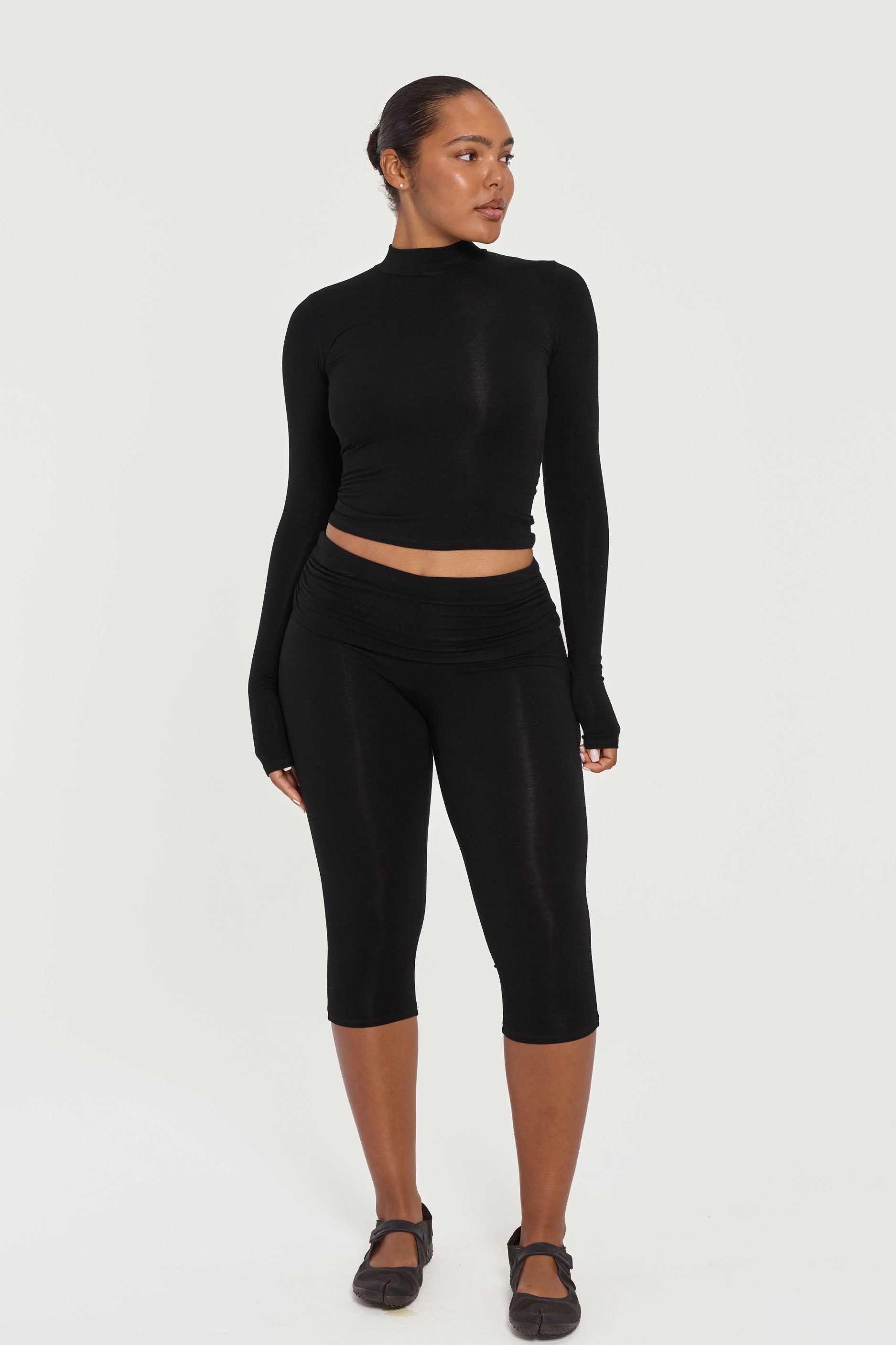 Mock Neck Long Sleeve Black