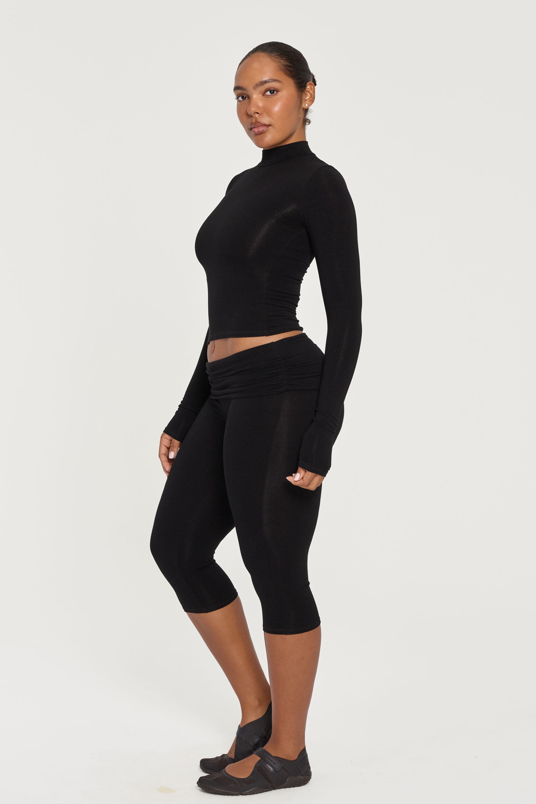 Mock Neck Long Sleeve Black