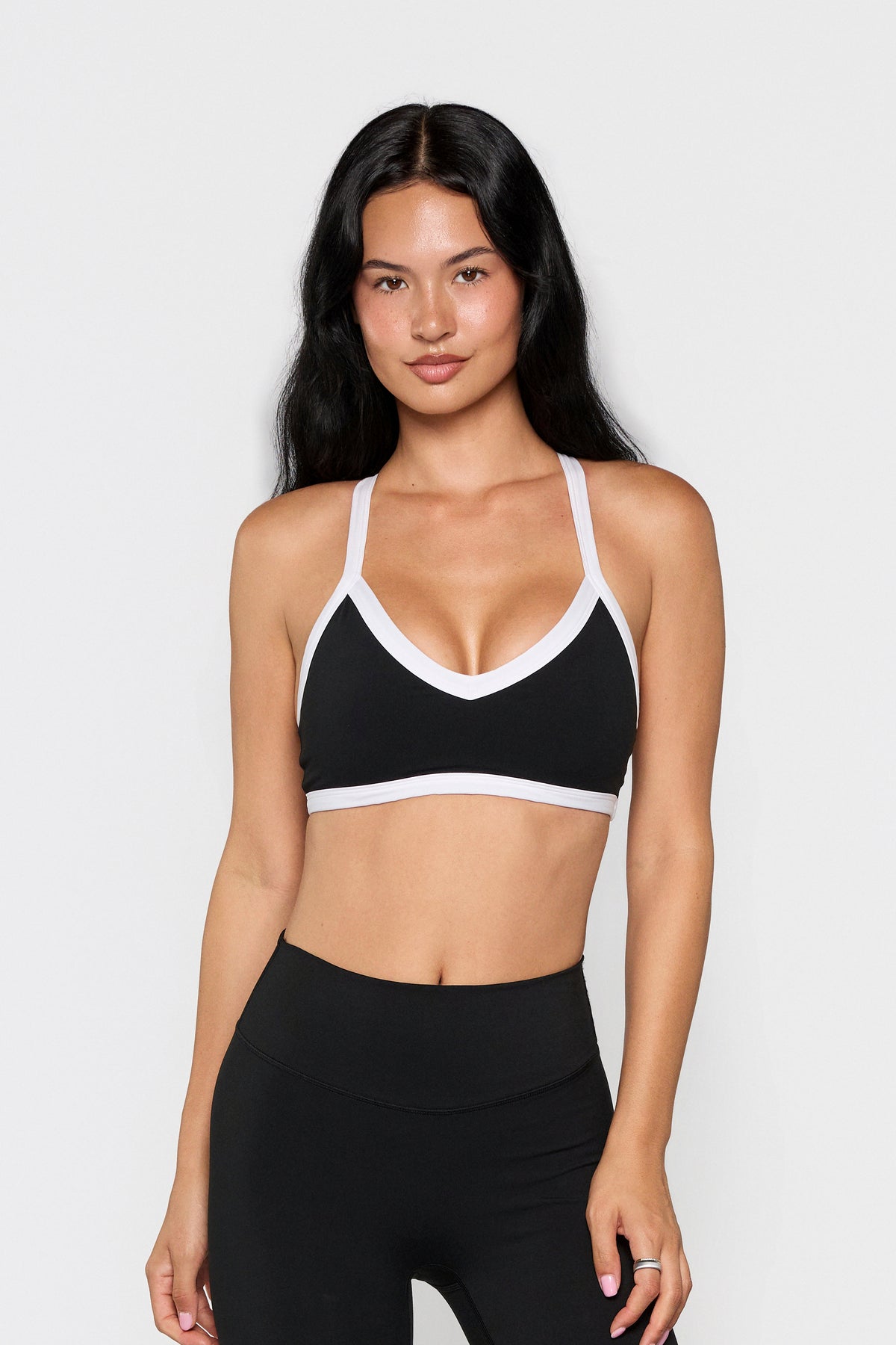 V Neck Bra Black/White