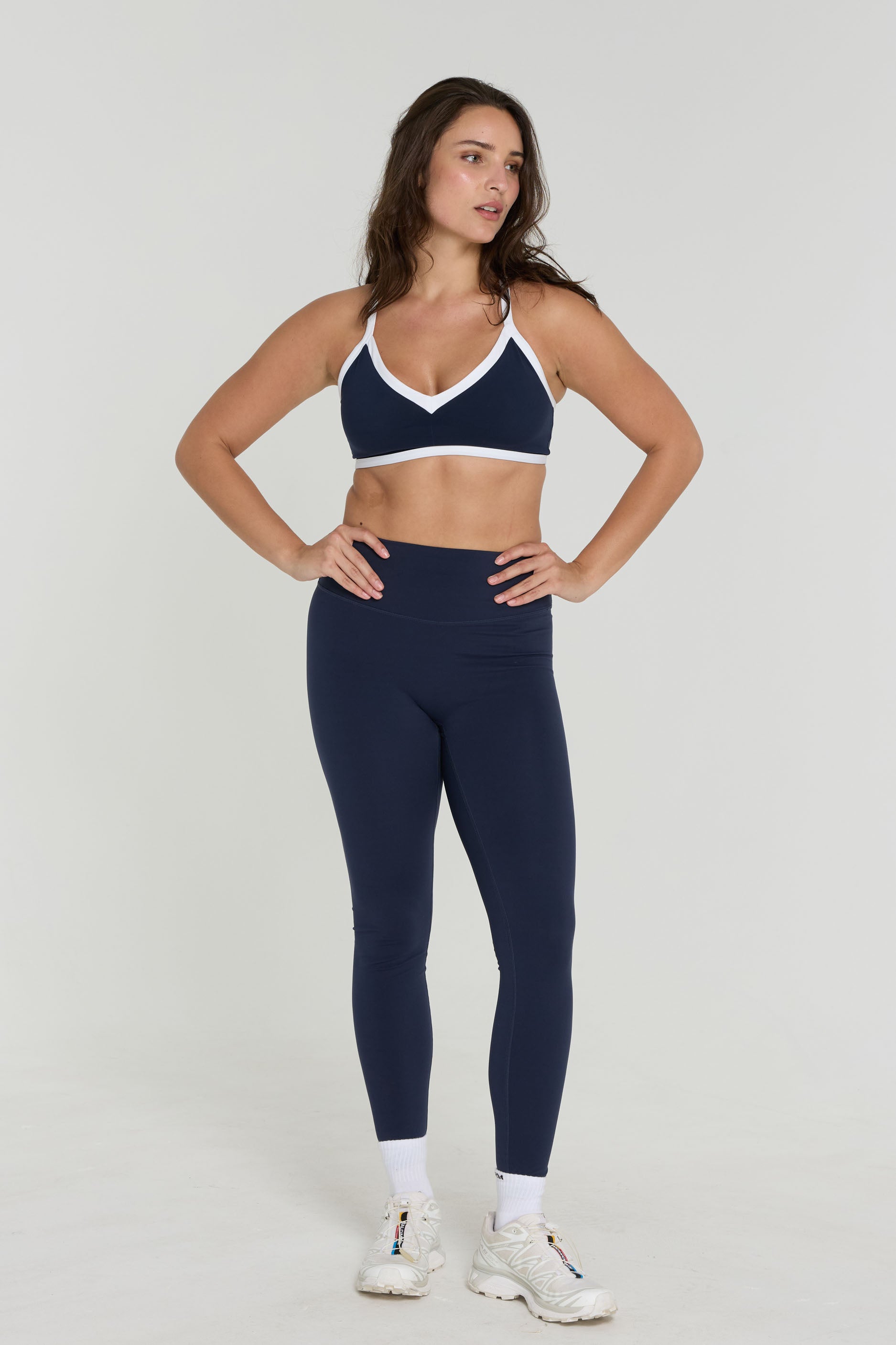 Reversible V Neck Bra Cherry/White Navy/White