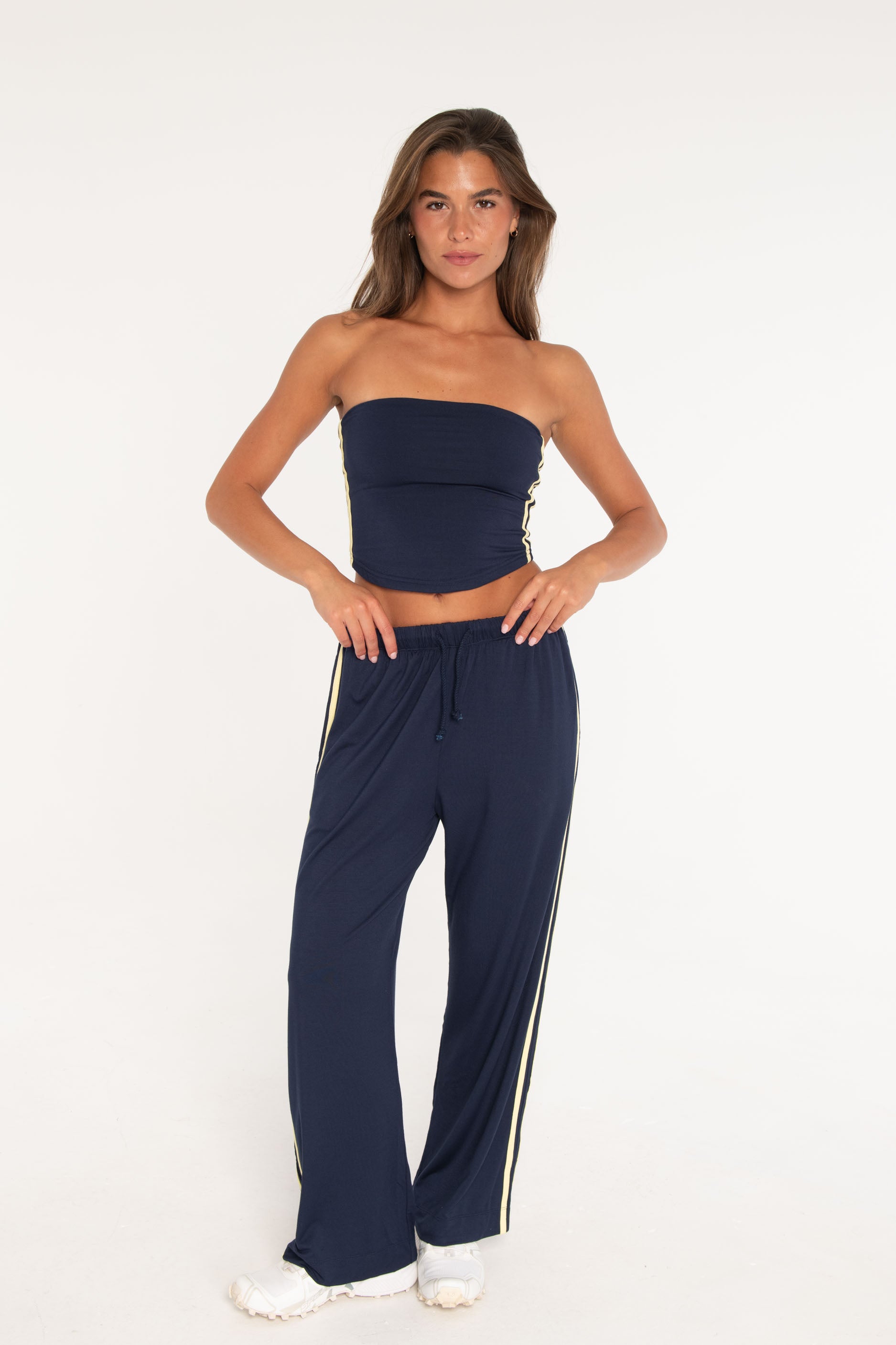 Stripe Tube Top Navy/Lemon