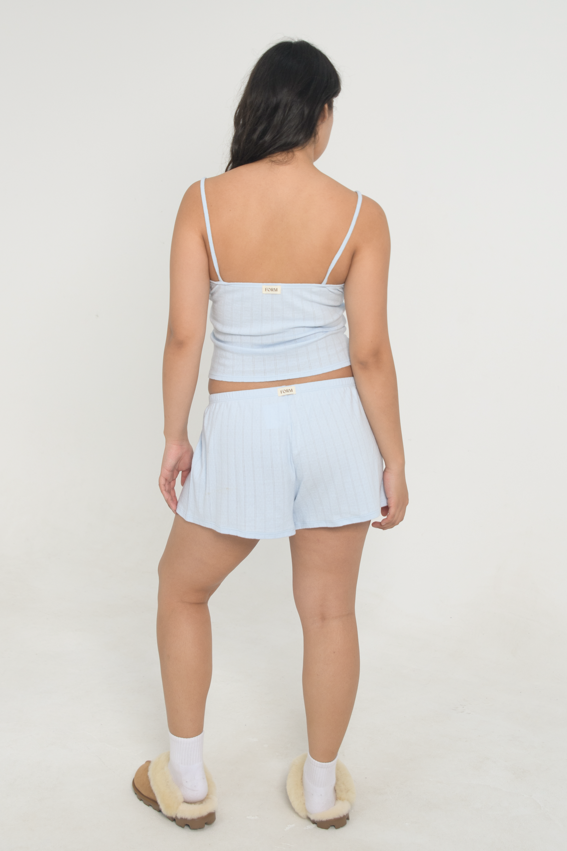 Pointelle Ruched Tank Baby Blue