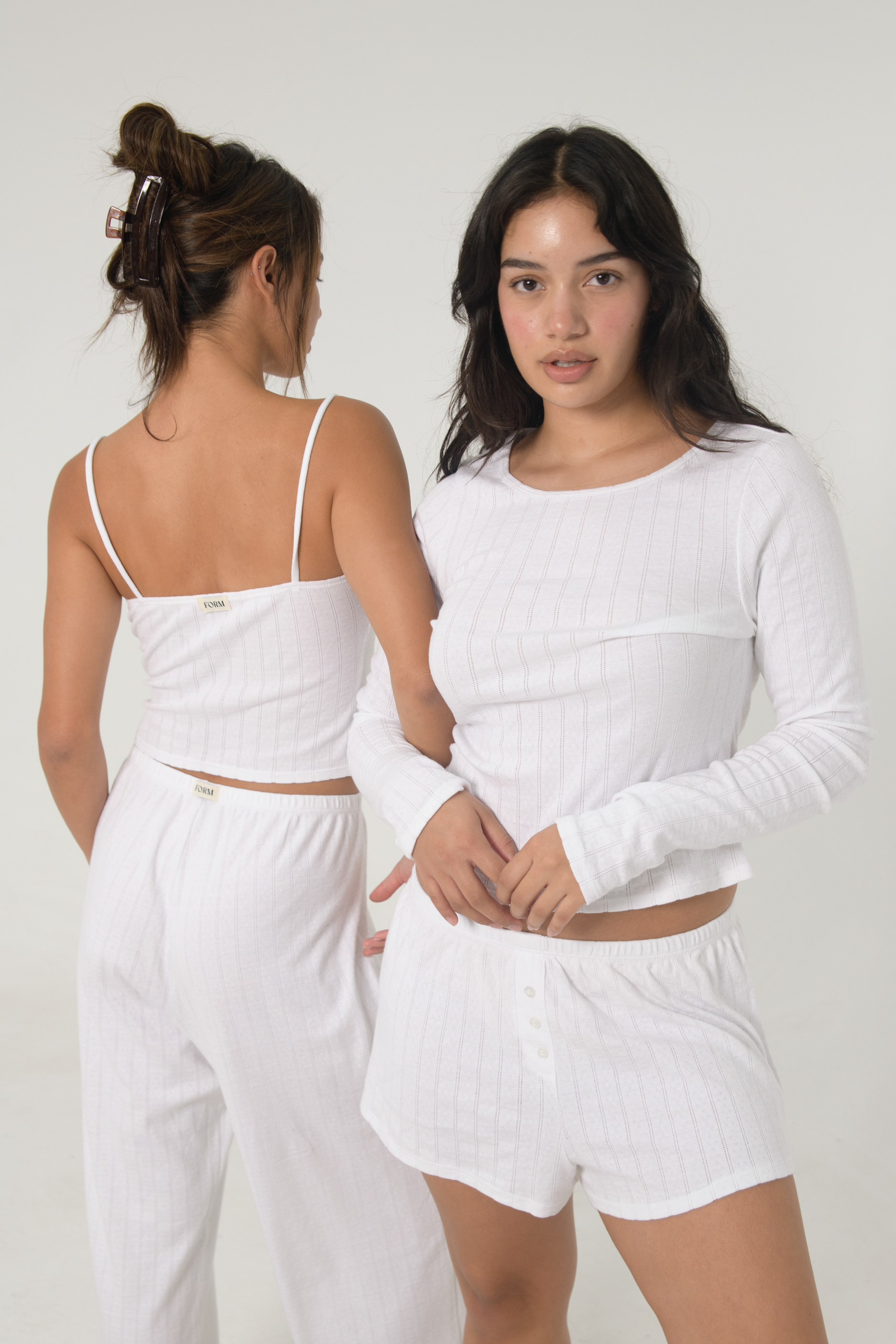 Pointelle Long Sleeve White