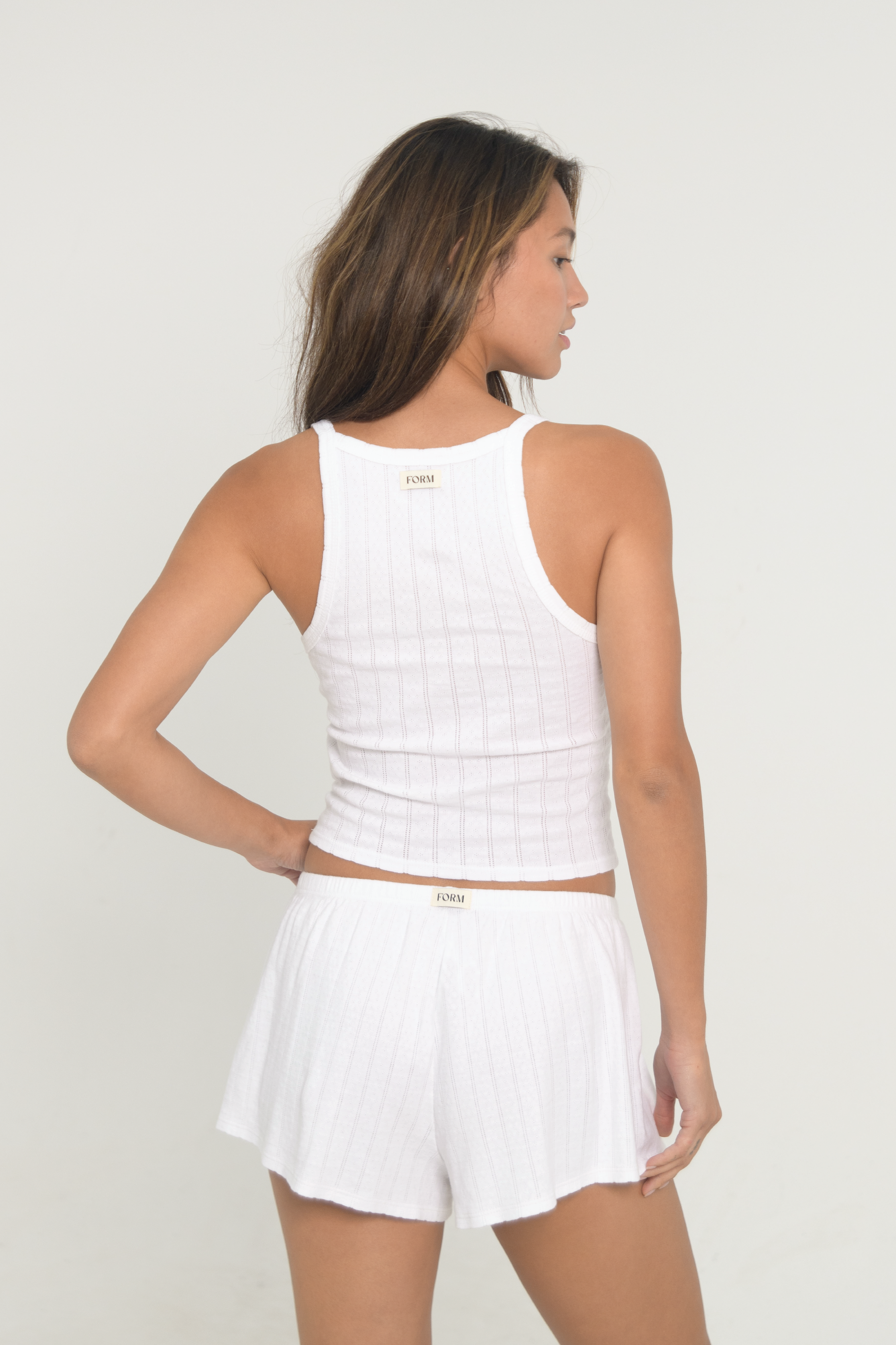 Pointelle Scoop Tank White