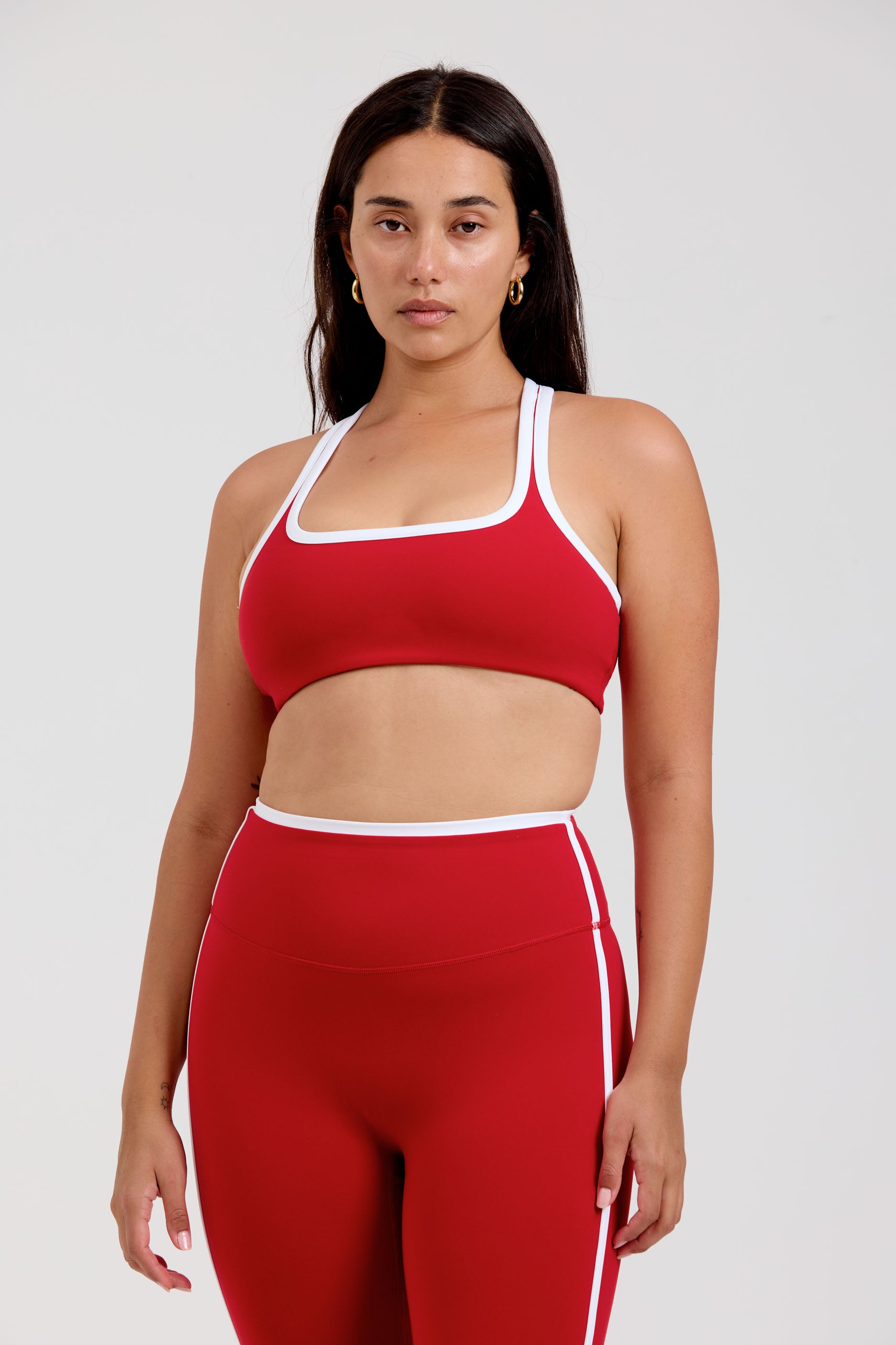 Reversible V Neck Bra   Cherry/White   Sweetheart/White
