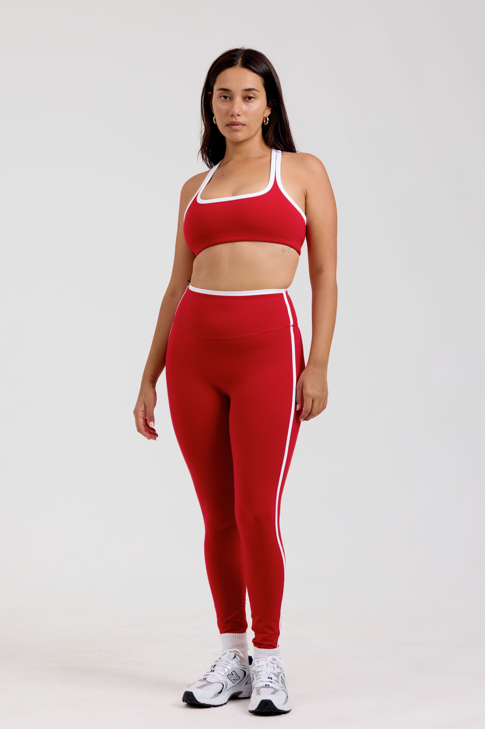 Layered Leggings   Cherry/White
