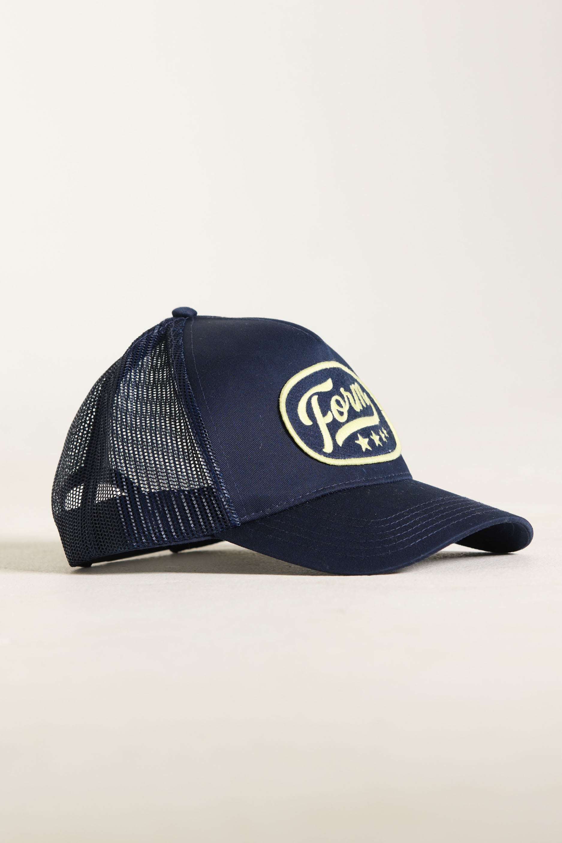 FORM Patch Trucker Hat   Navy/Lemon
