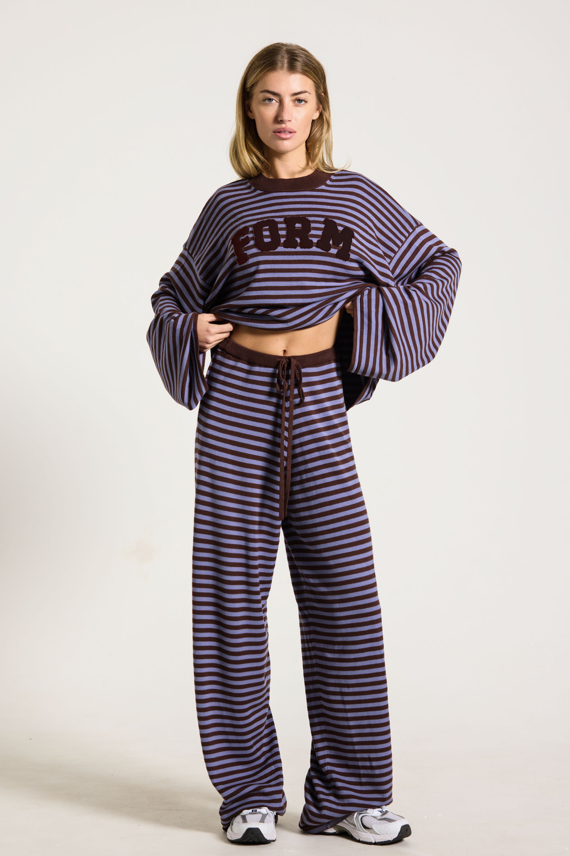 Knit Drawstring Pants   Glacier/Espresso
