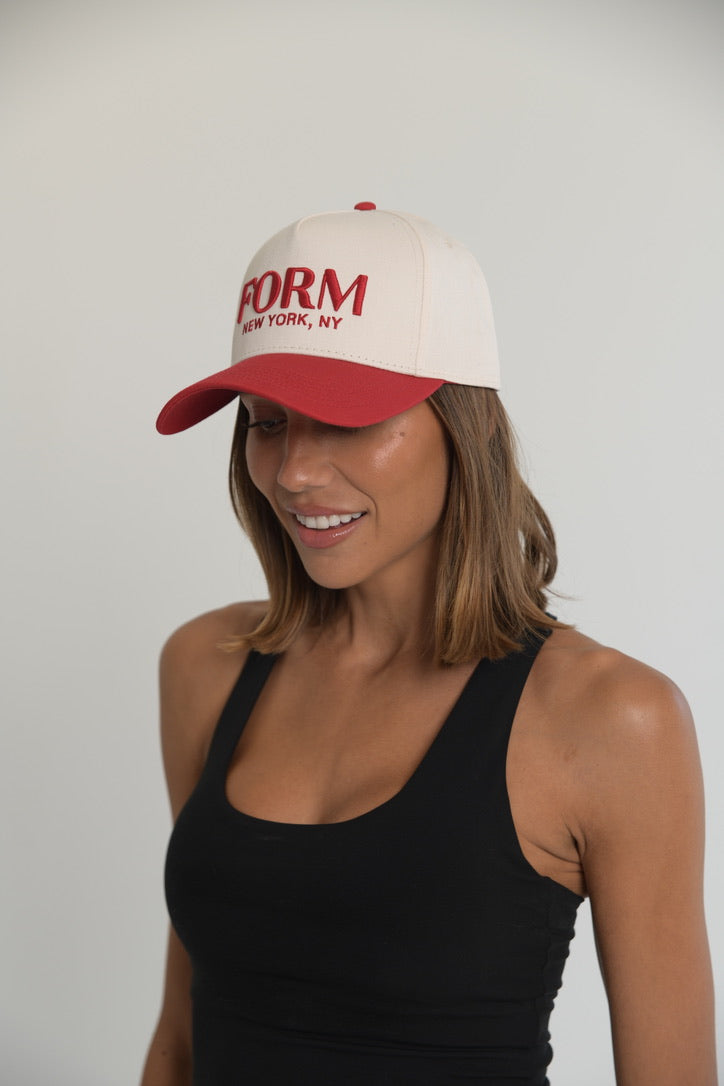 New York FORM Hat   Red/Cream
