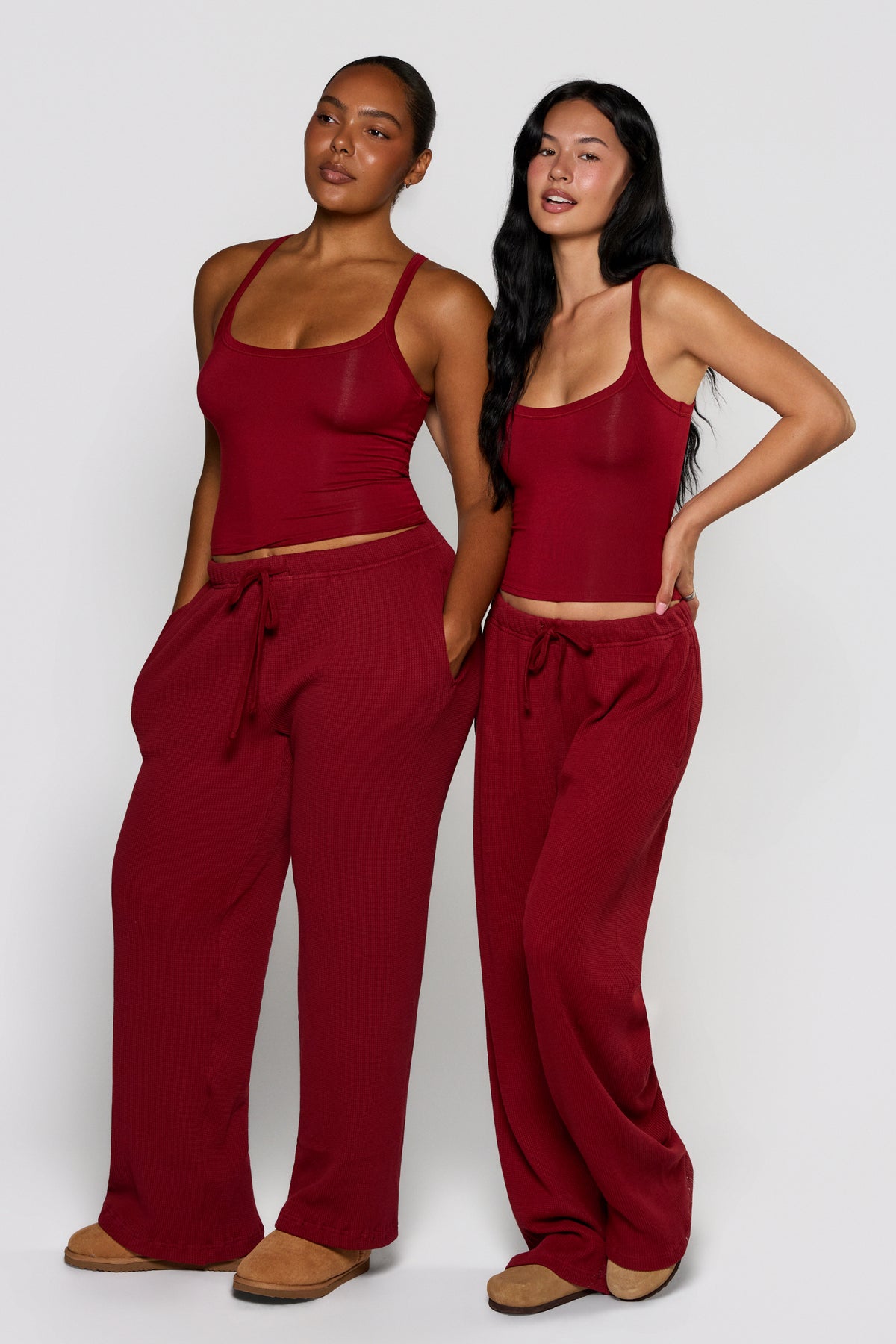 Waffle Straight Leg Pant Ruby