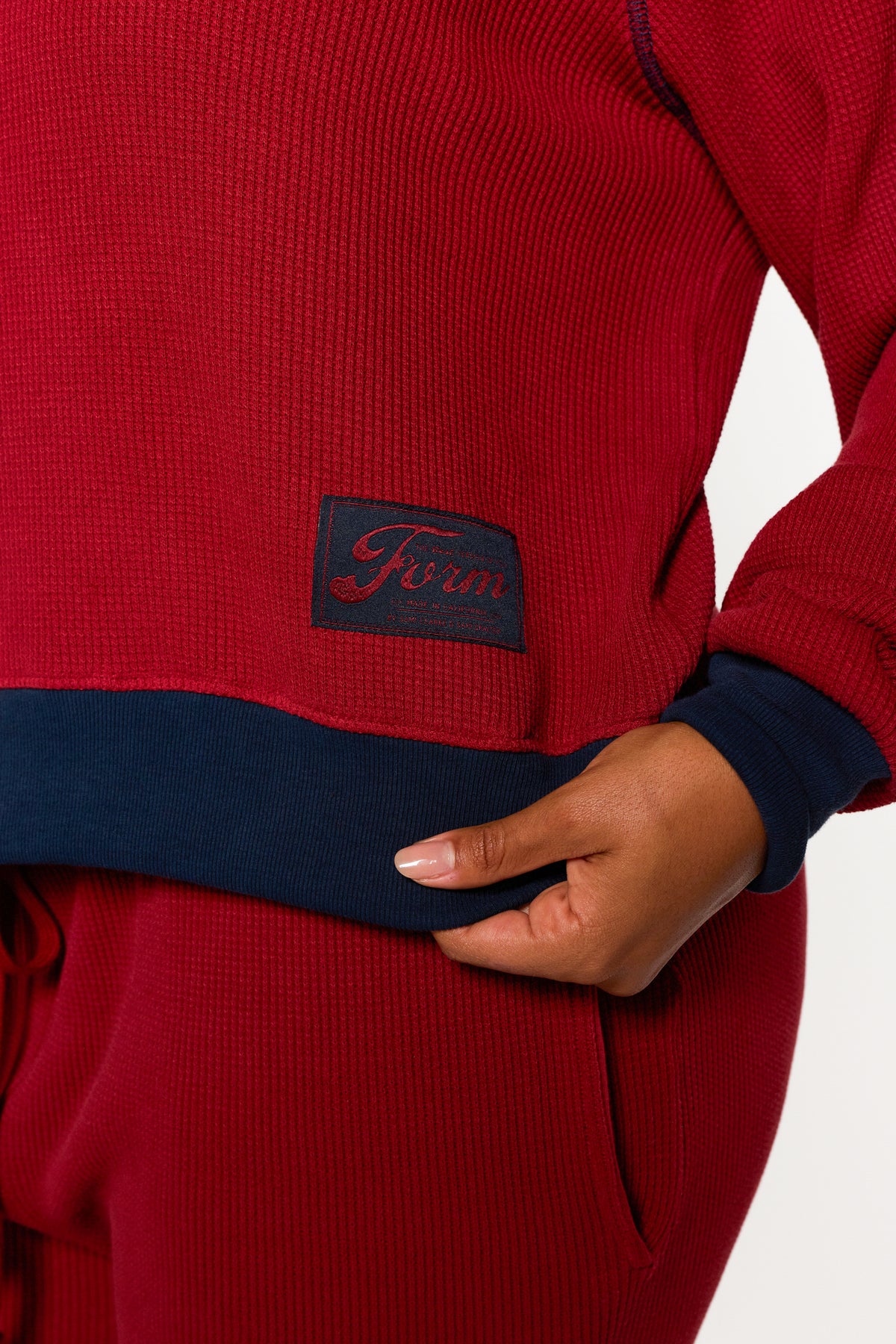 Waffle Raglan Long Sleeve Ruby/Navy