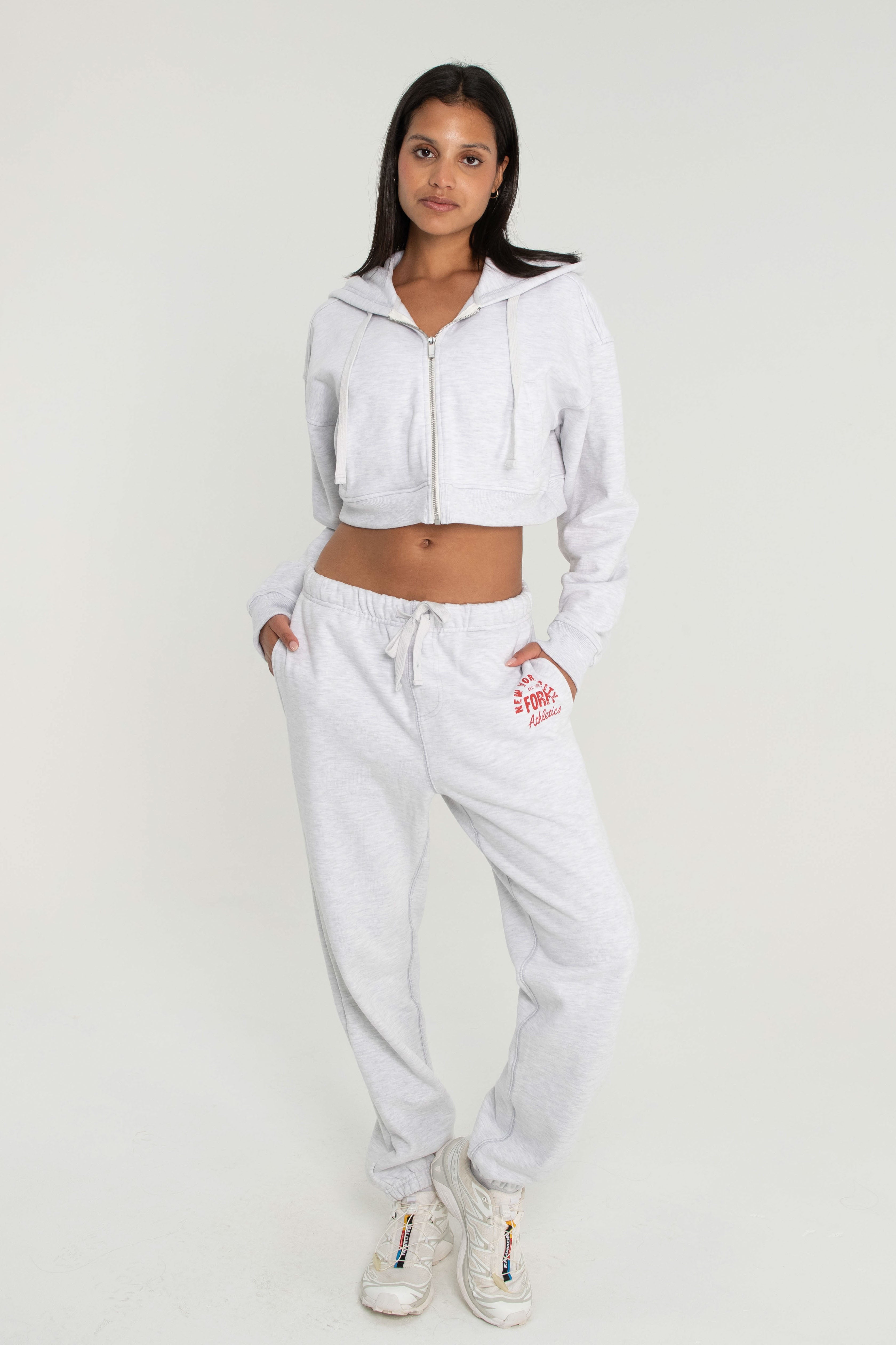 Cropped Zip Up   Heather Grey
