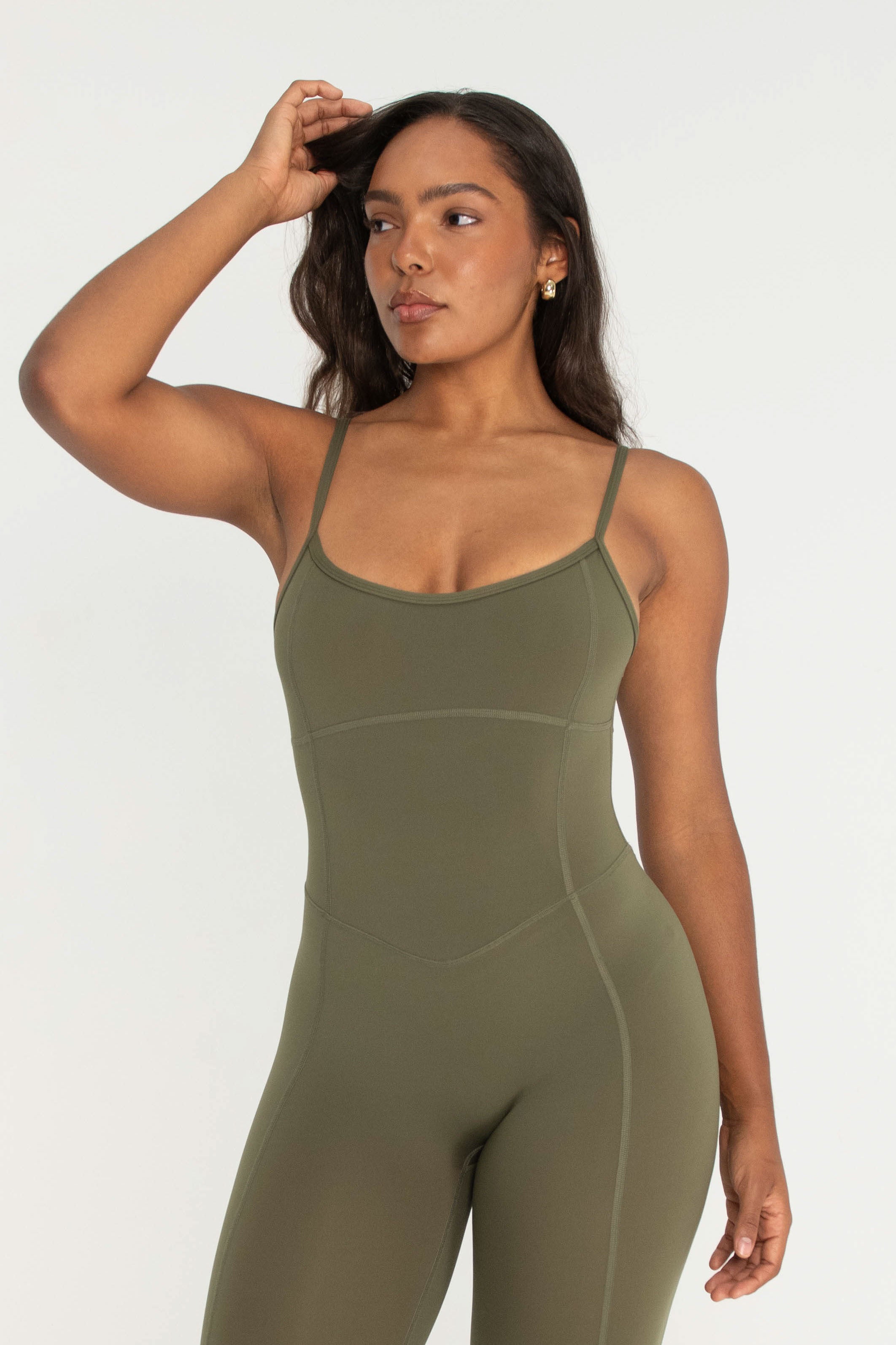 Scoop Neck Onesie   Olive
