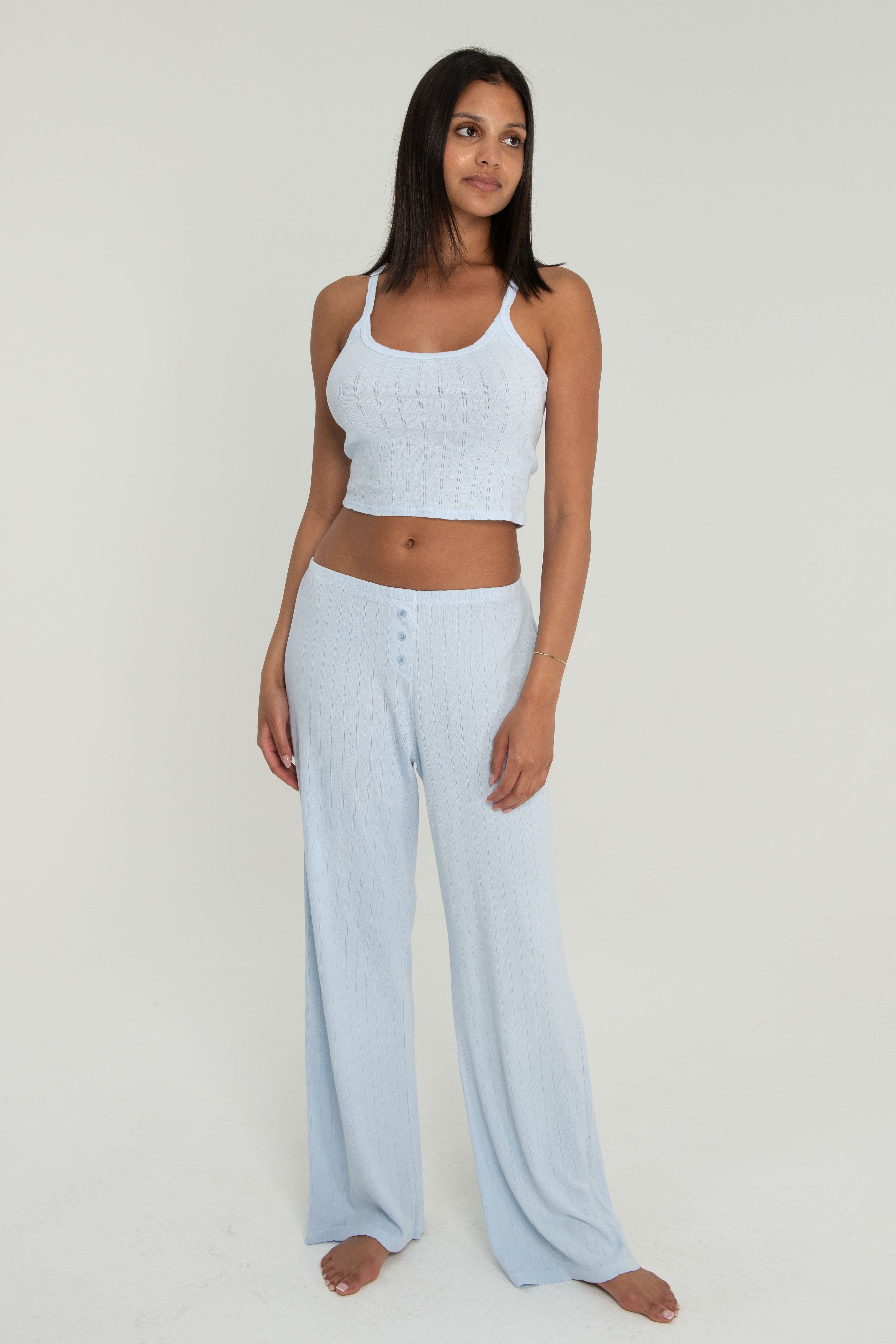 Pointelle Scoop Tank   Baby Blue
