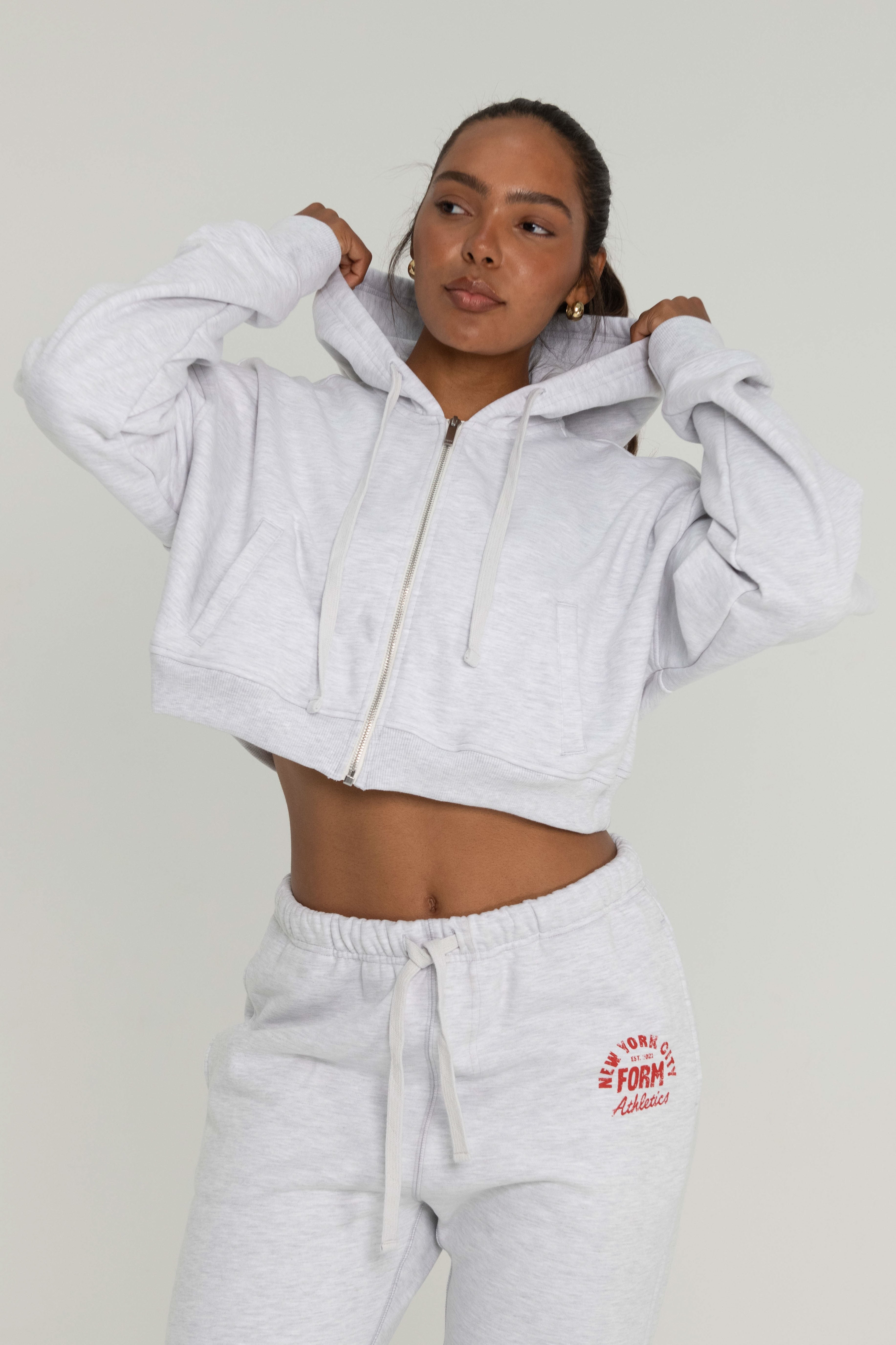 Cropped Zip Up   Heather Grey
