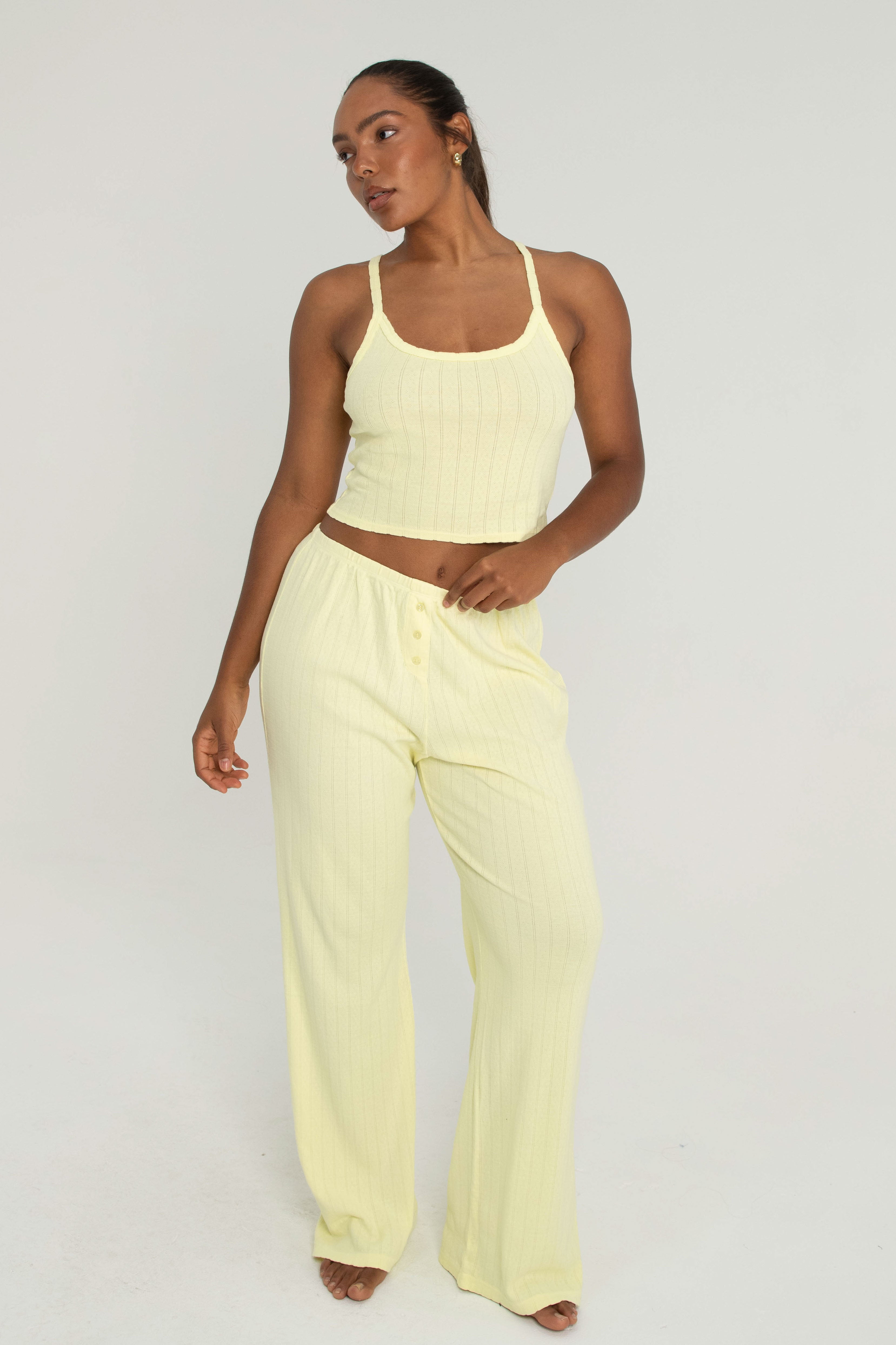 Pointelle Scoop Tank   Butter Yellow
